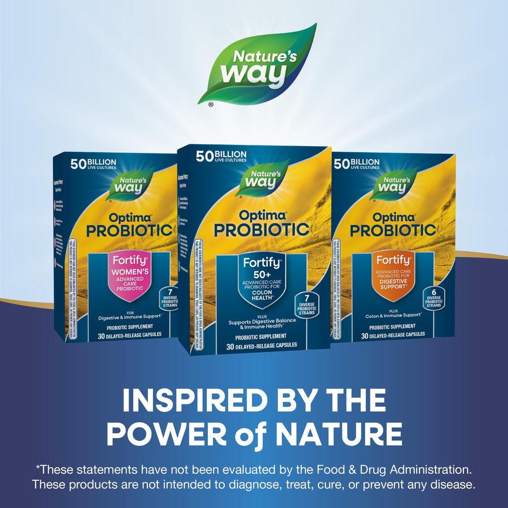 Nature's Way Fortify Optima Probiotic for Adults 50+ – 50 Billion Cultures, Digestive & Immune Support, 30 Capsules