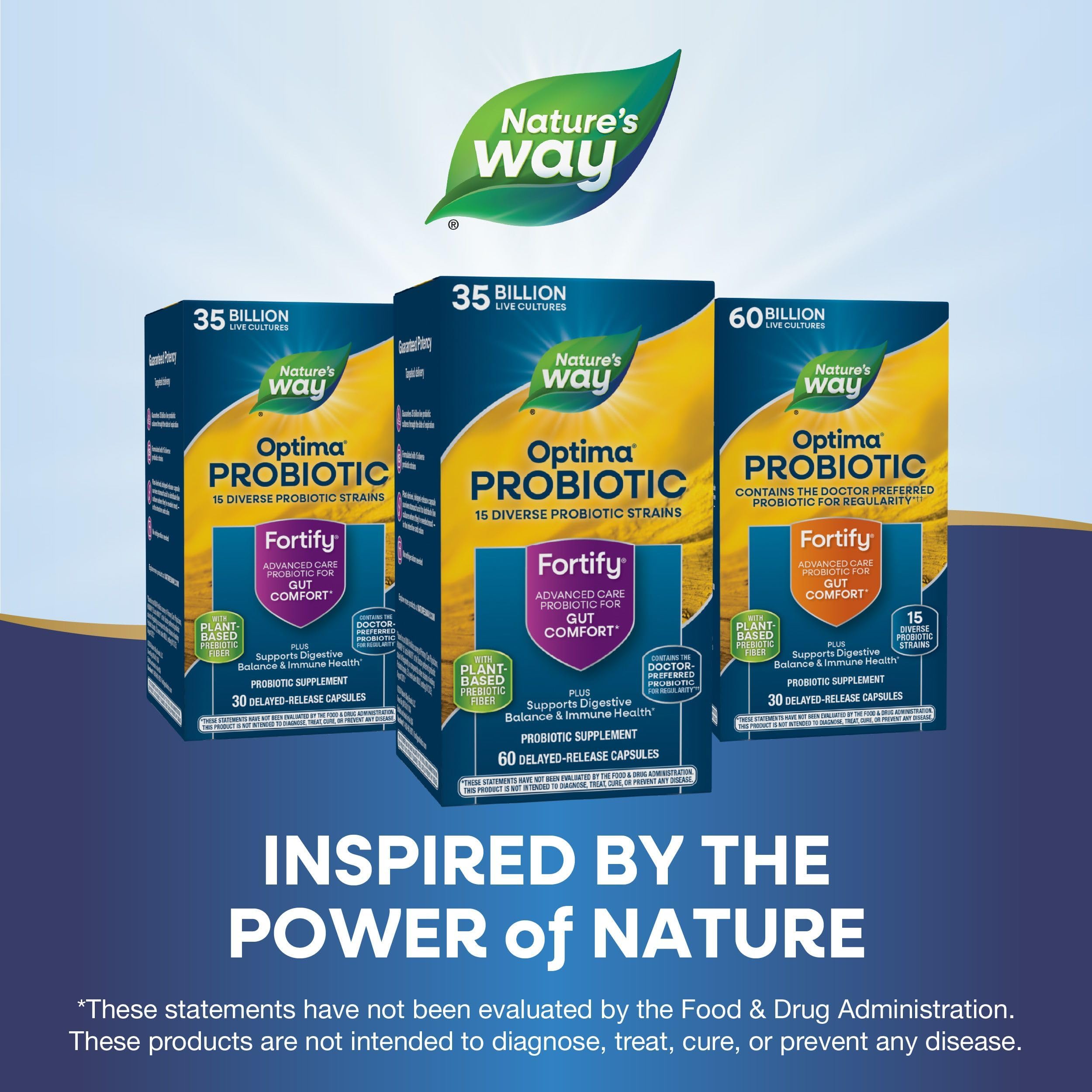 Nature's Way Fortify Optima Probiotic for Adults – 35B Cultures, 15 Strains