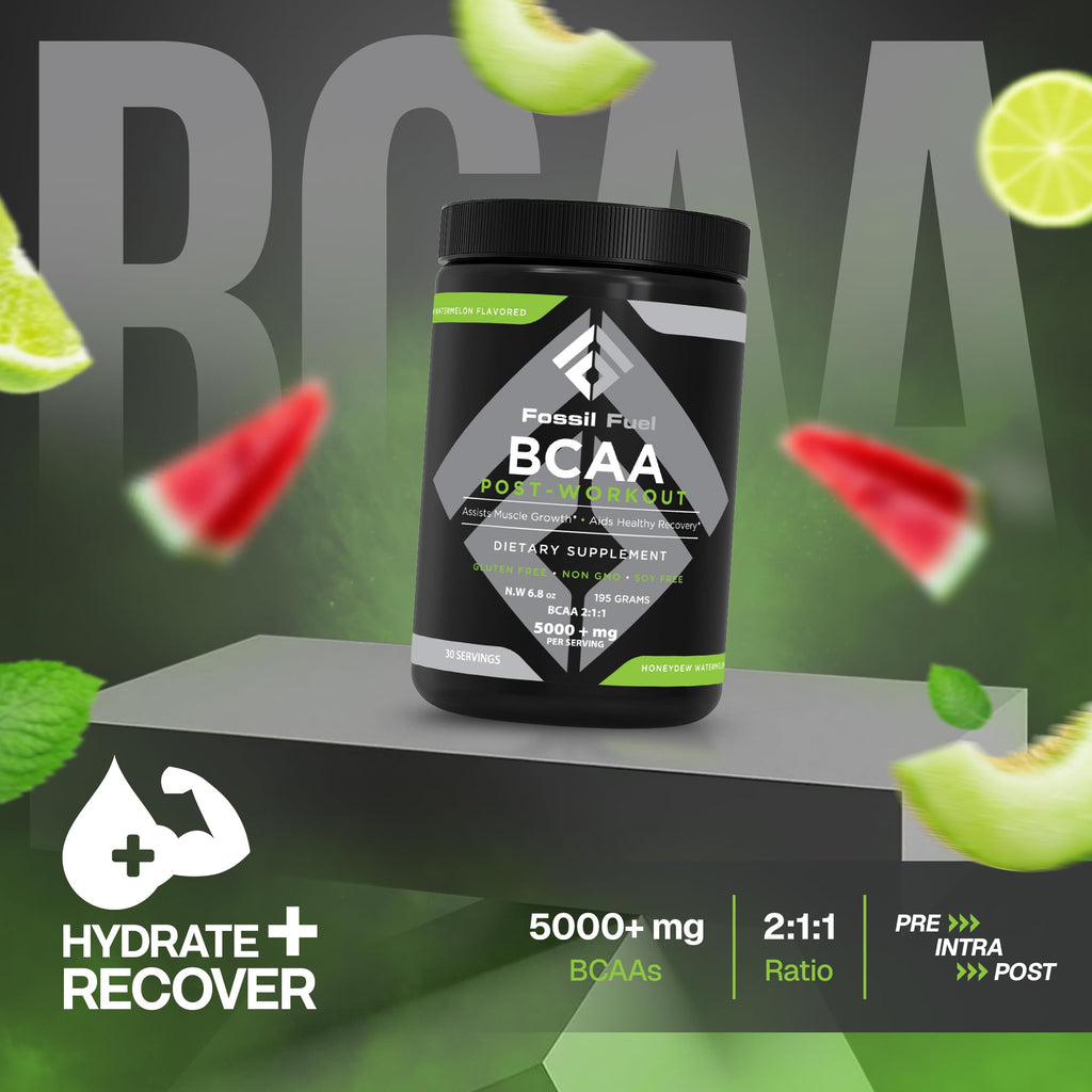 Fossil Fuel Sugar-Free BCAA Powder – Post-Workout Recovery (30 Servings) | Honeydew Watermelon