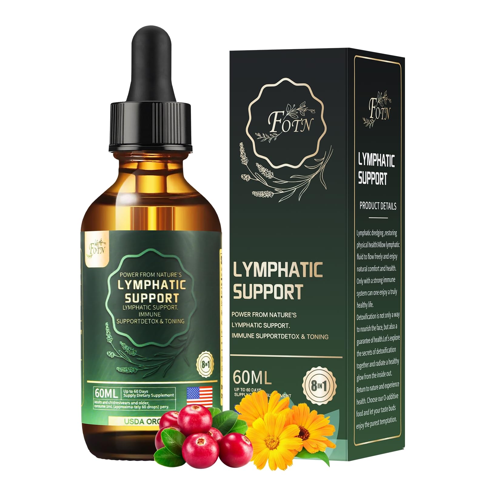 FOTN Lymphatic Drainage Drops - Organic Herbal Supplements | Immune Support