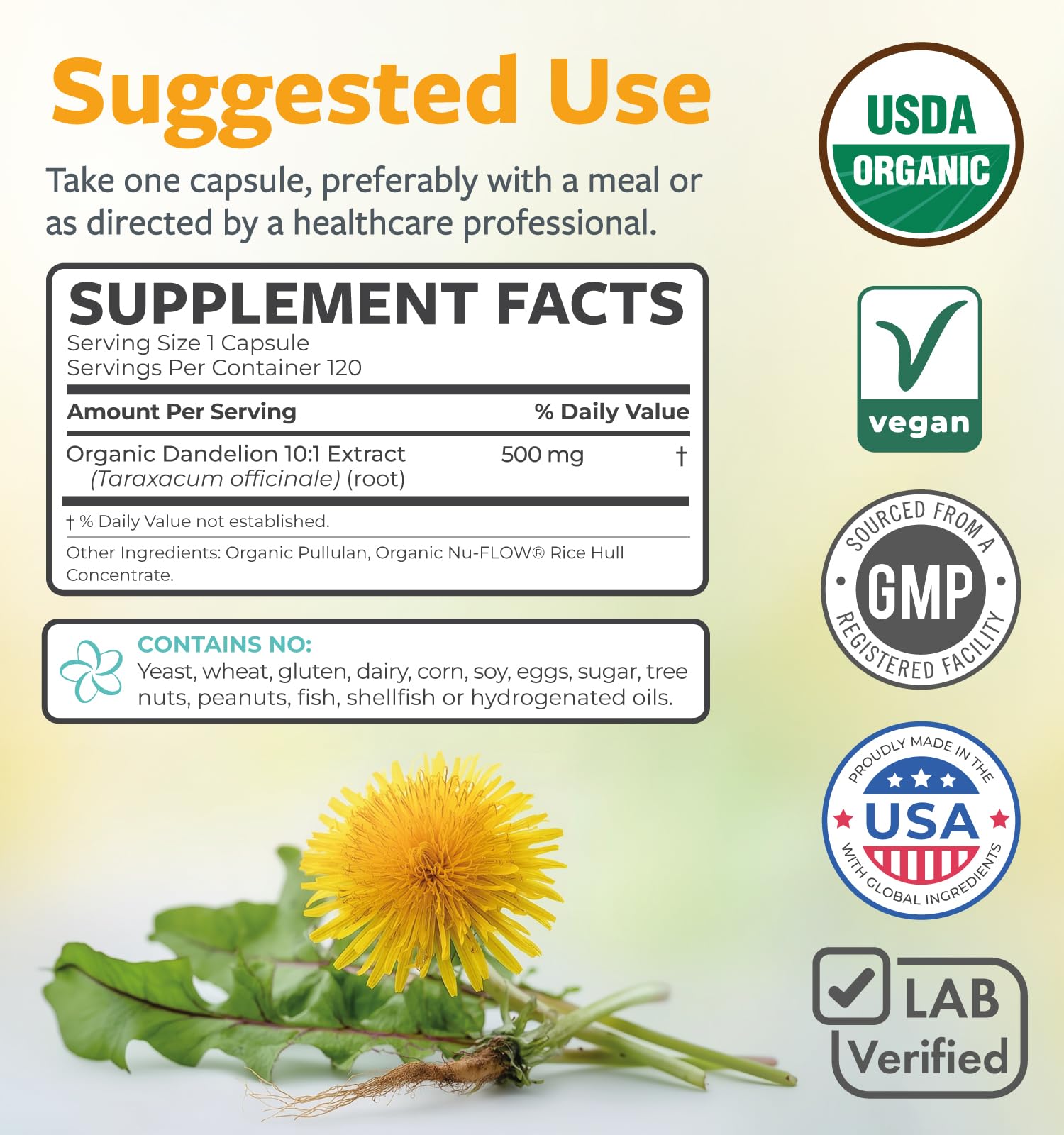 USDA Organic Dandelion Root Extract 10:1 – High Potency Liver Support (4 Month Supply) – Vegan & Non-GMO