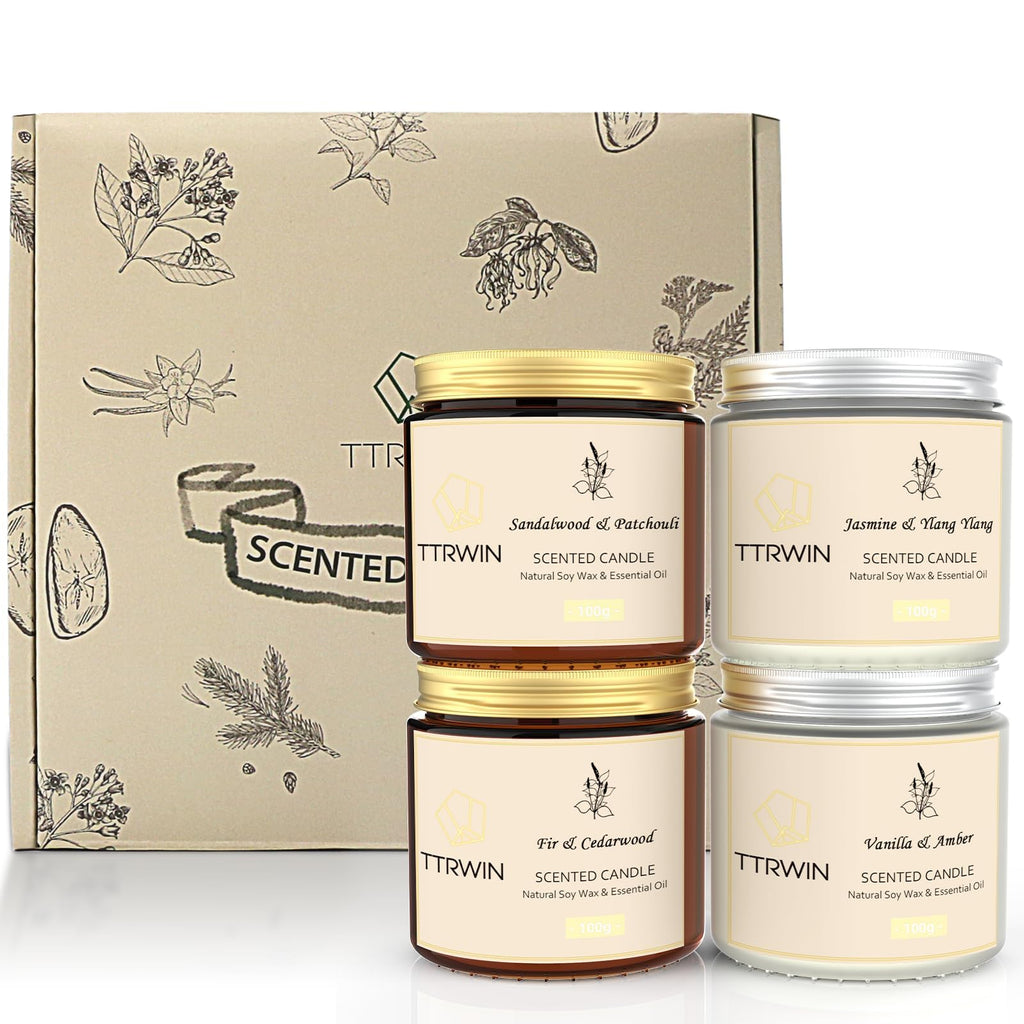 4 Pack Scented Candles for Home | Natural Soy Wax Aromatherapy Gift Set