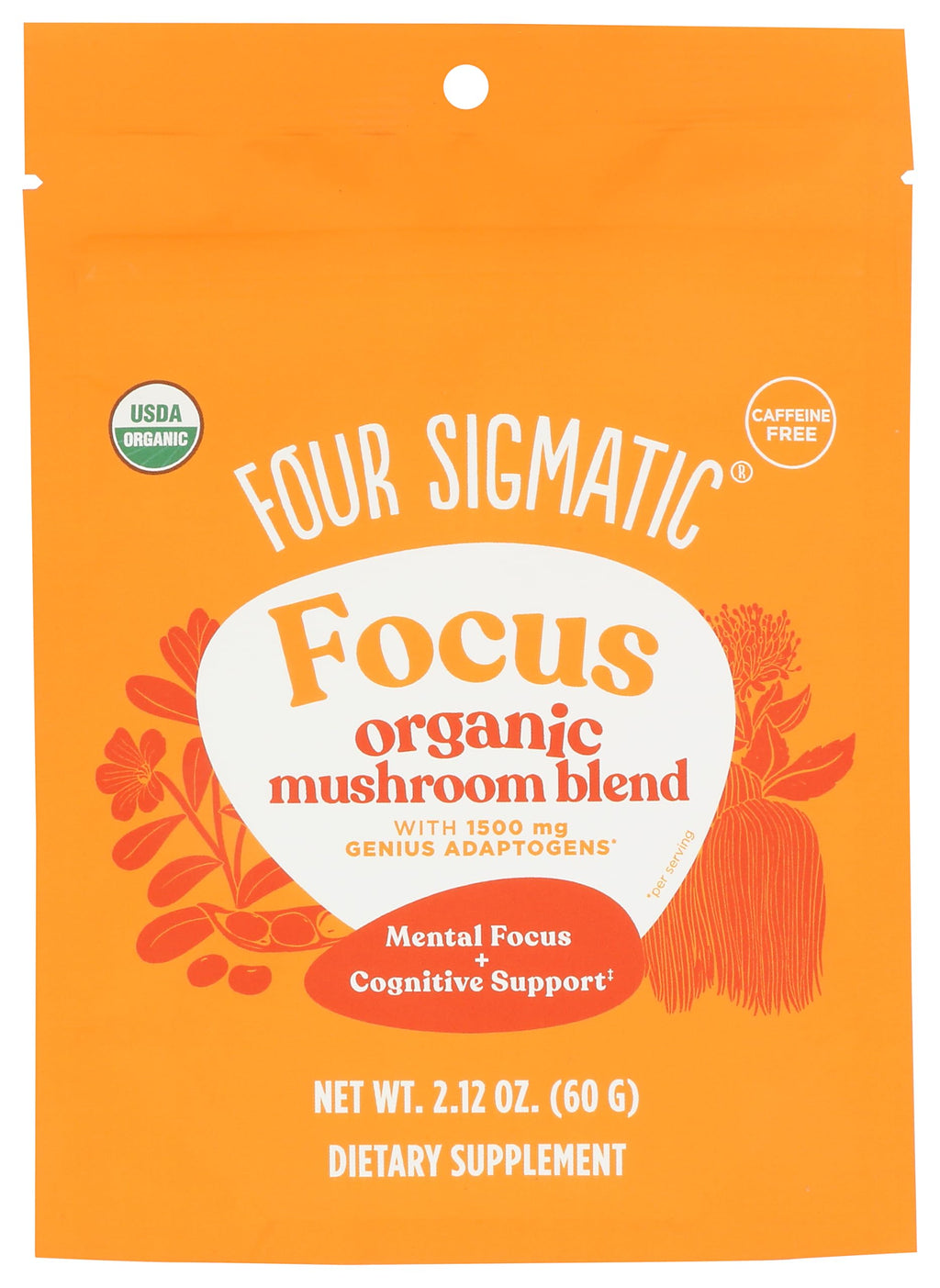 Four Sigmatic Focus Blend – 7-Superfood Adaptogen (Lion’s Mane, Cordyceps) – 30 Servings (Decaf)