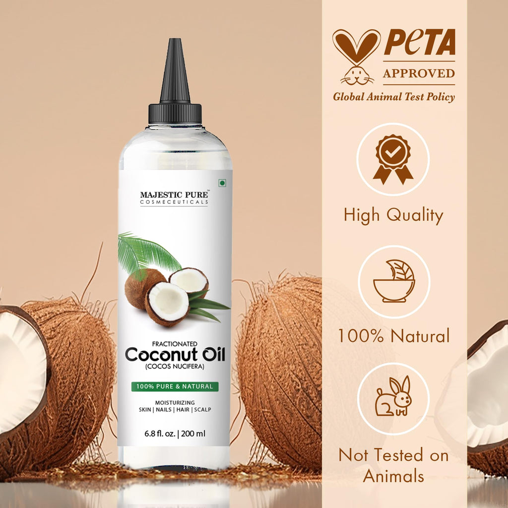 Majestic Pure Fractionated Coconut Oil – 6.8 fl oz Carrier Oil for Diluting Essential Oils & Massage