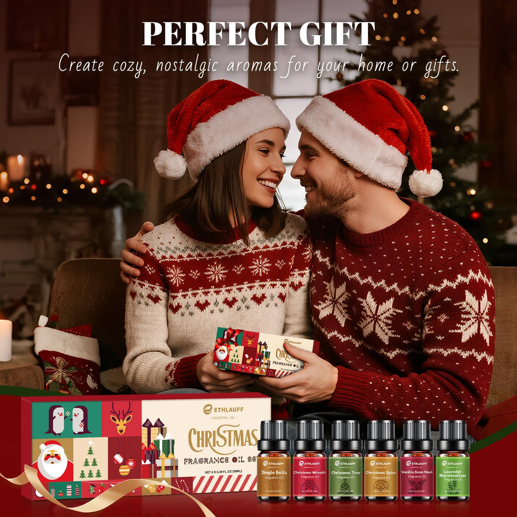 Fragrance Oil Christmas Set – Jingle Bells, Christmas Tree, Gingerbread & Vanilla Bean Noel for DIY Candles & Soap