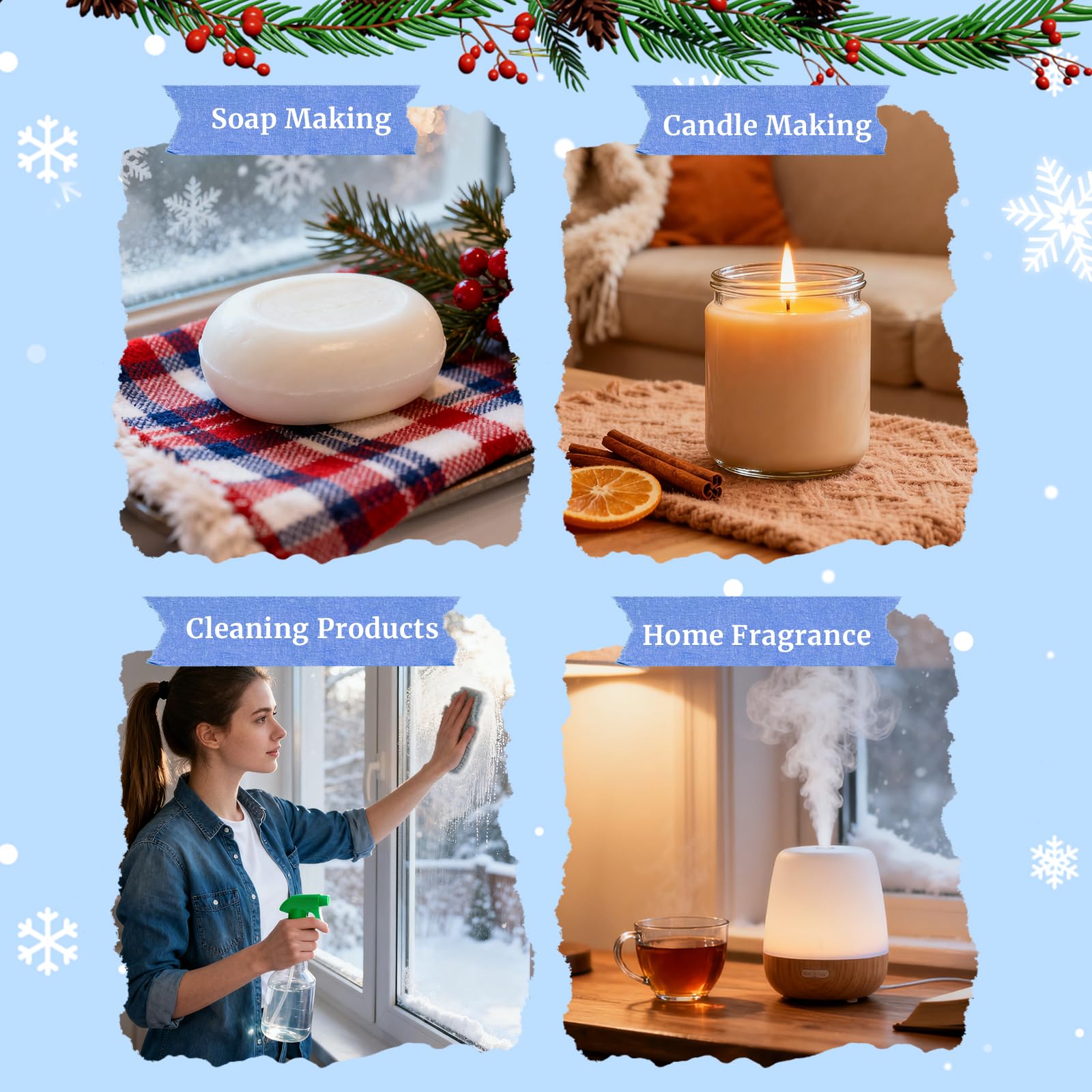 Fragrance Oil Holiday Set (6x10ml) – Aromtopia Diffuser, Candle & Soap Scents