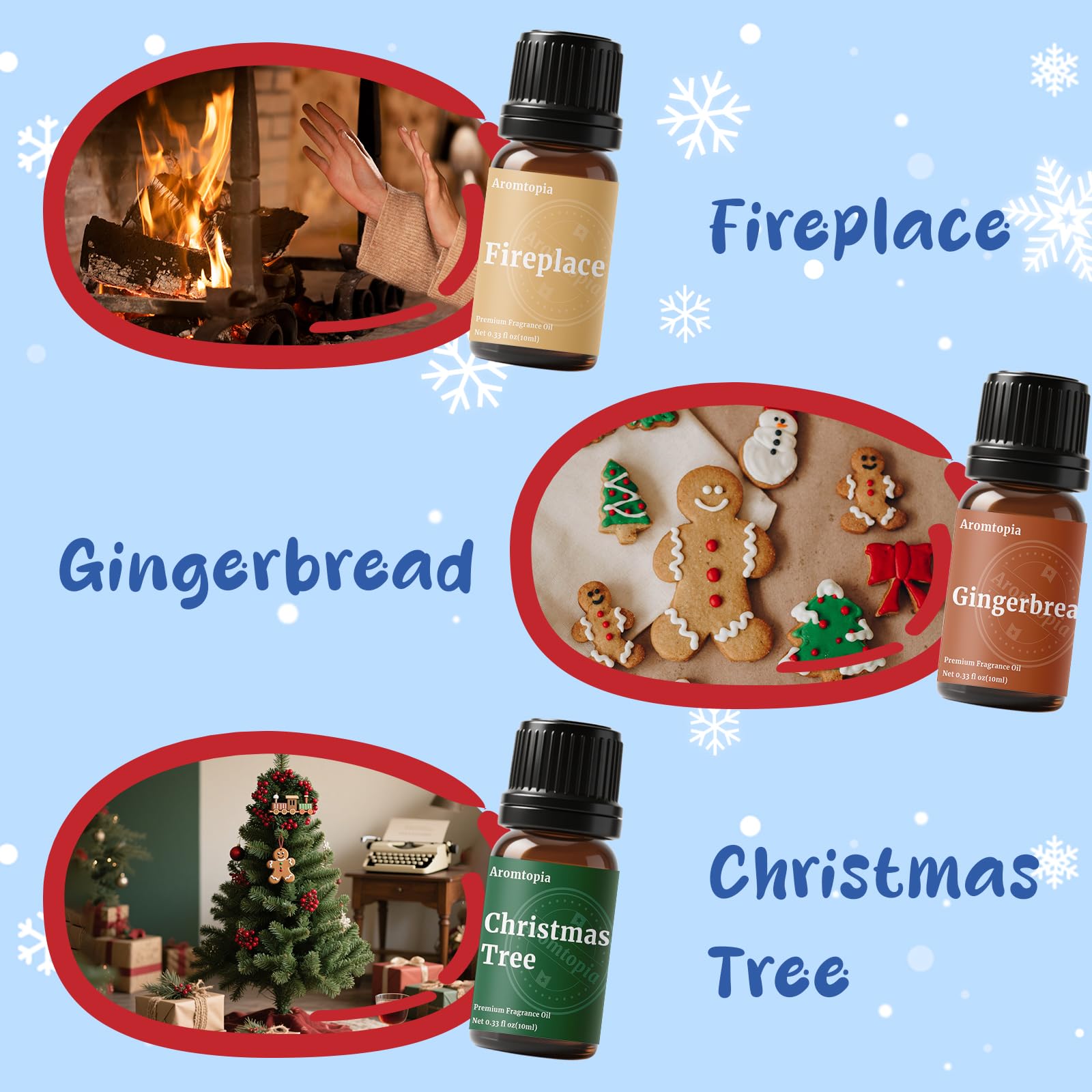 Fragrance Oil Holiday Set (6x10ml) – Aromtopia Diffuser, Candle & Soap Scents