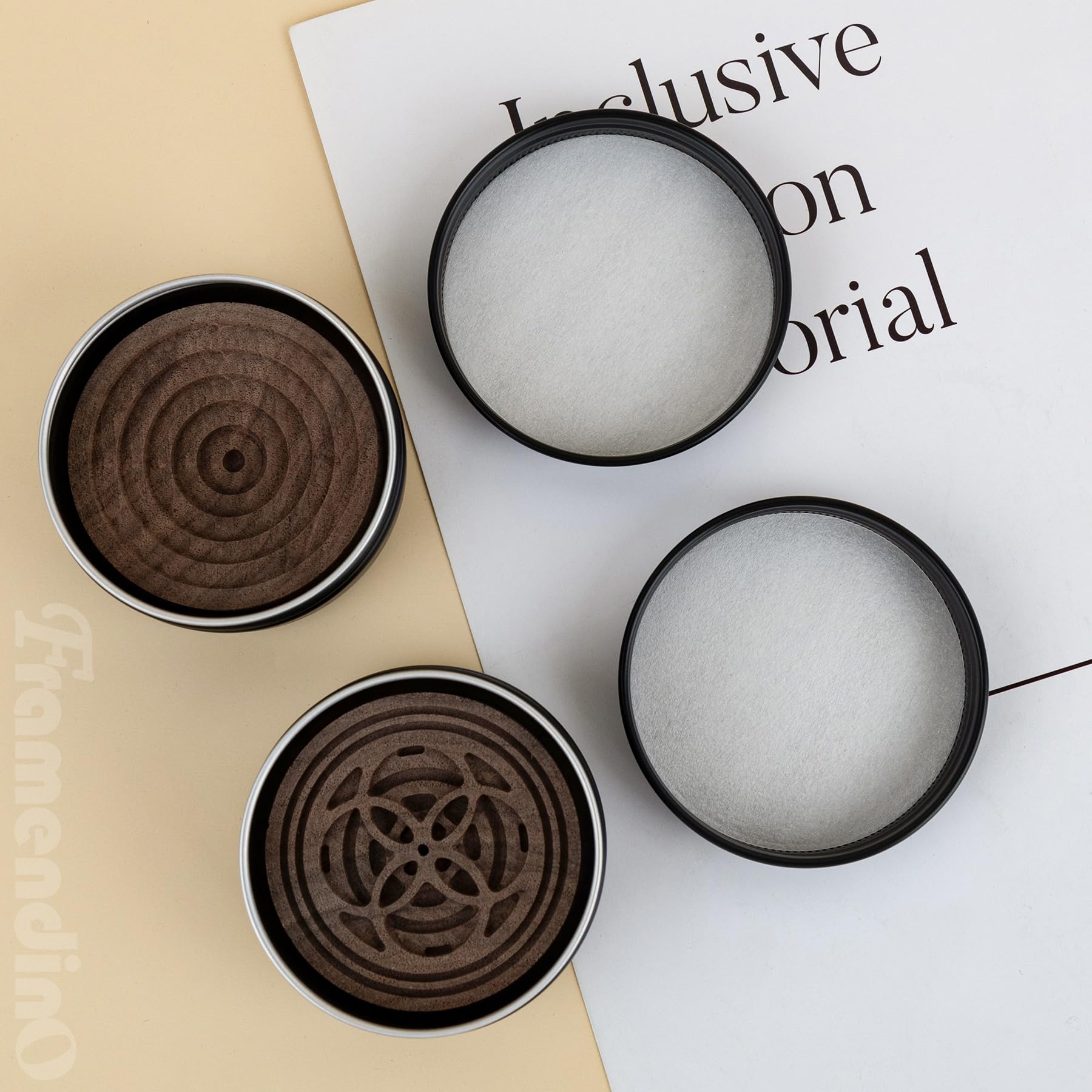 Framendino 2-Pack Wood Diffuser – Round Wooden Car Diffuser for Home, Office & Yoga