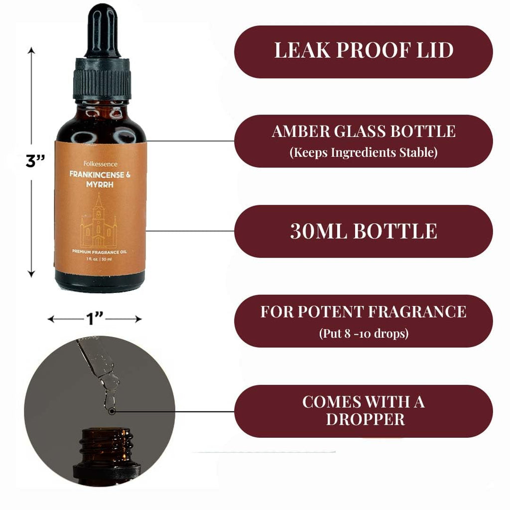 Folkulture Christmas Essential Oil for Diffuser – Frankincense & Myrrh 1.01 Fl Oz with Dropper