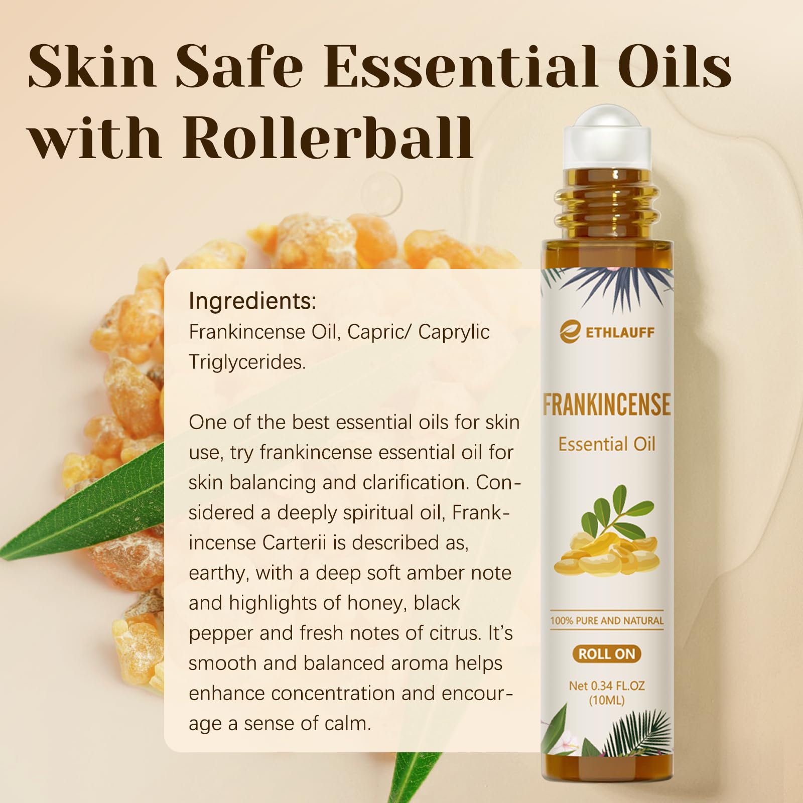 Frankincense Essential Oil Roll-On 10ml – Skin Care & Stress Relief