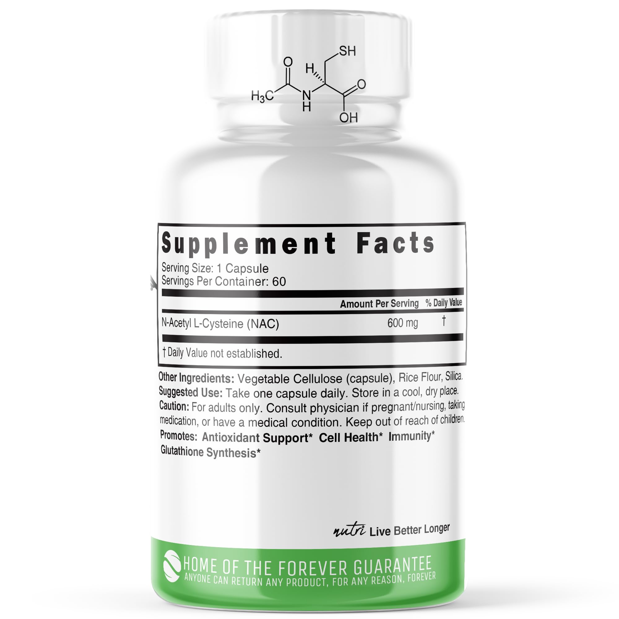 2 Pack NAC Supplement – N-Acetyl Cysteine 600mg | Nutri NAC 600mg – Antioxidant & Glutathione Support