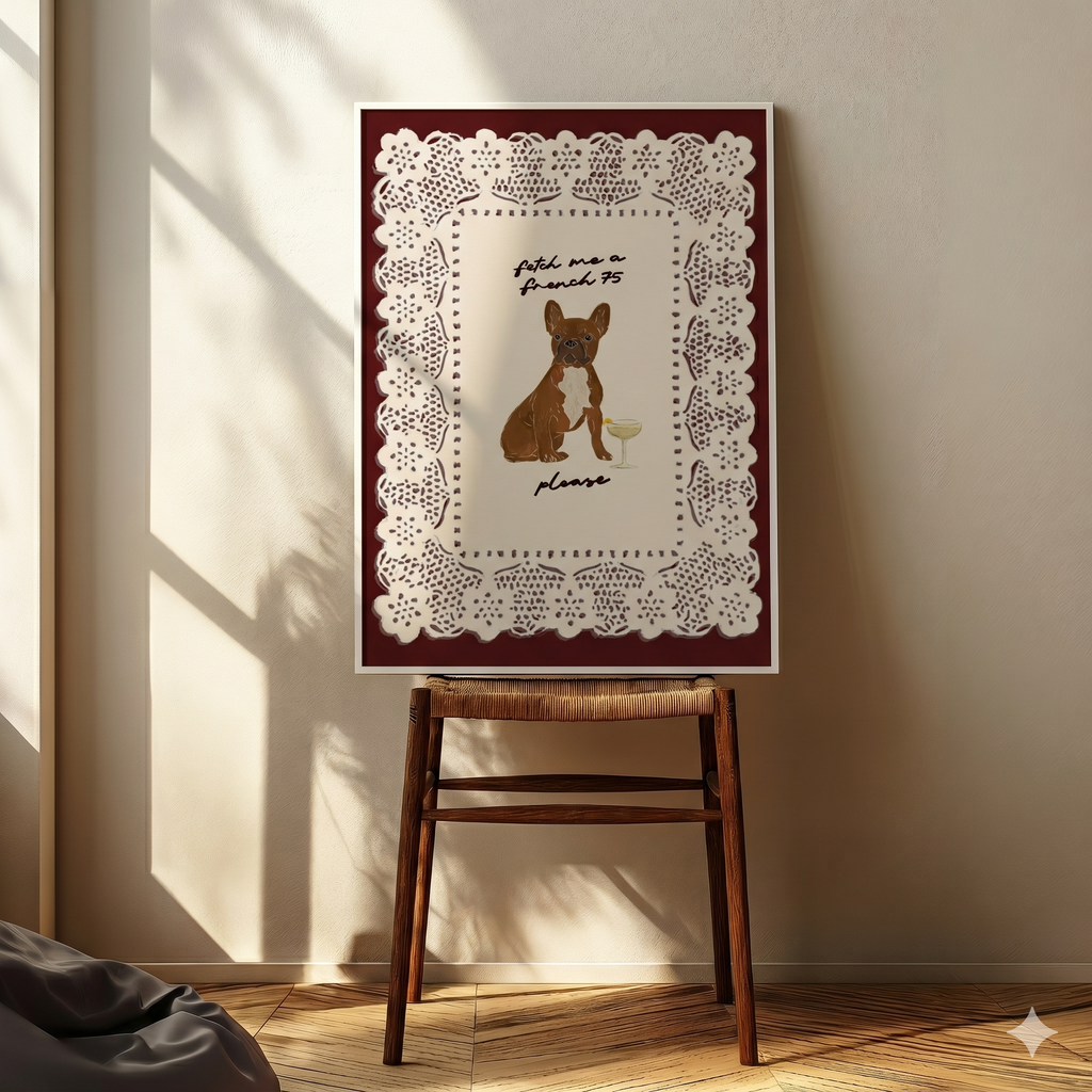 Fetch Me A French 75 - Brown French Bulldog Print