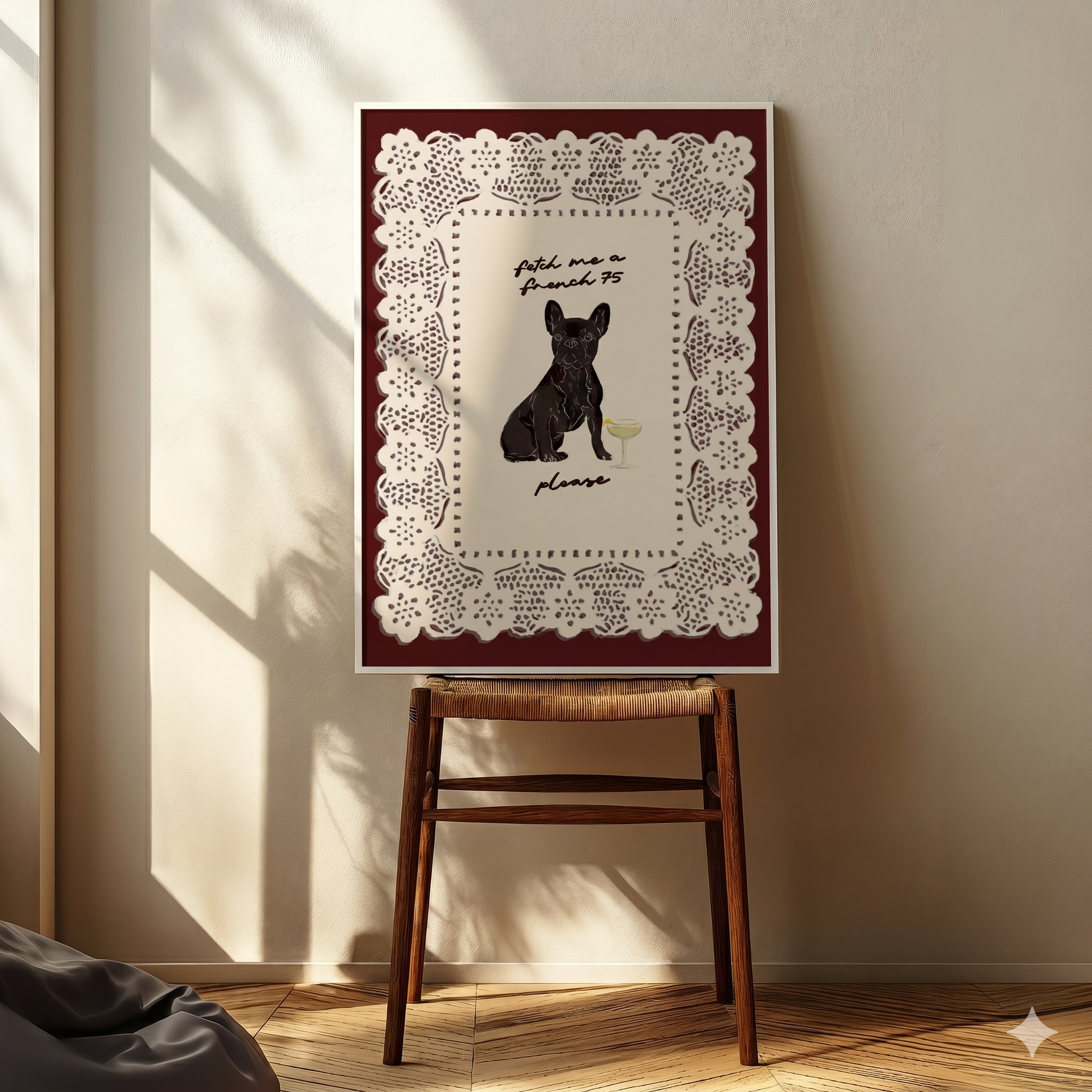 Fetch Me A French 75 - Black French Bulldog Print