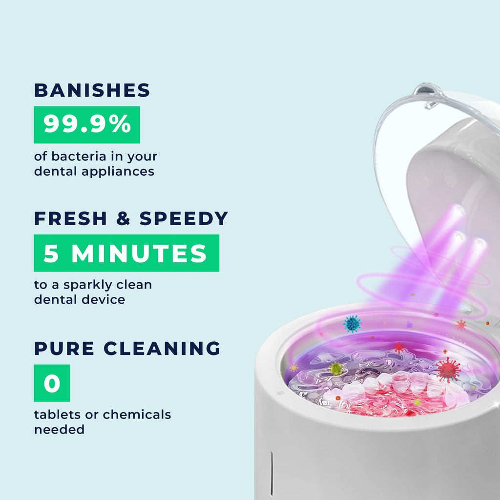 Fresh Knight Ultrasonic Retainer Cleaner – 45kHz Dental Cleaning Pod (200ml) for Dentures, Mouth Guards & Night Guards