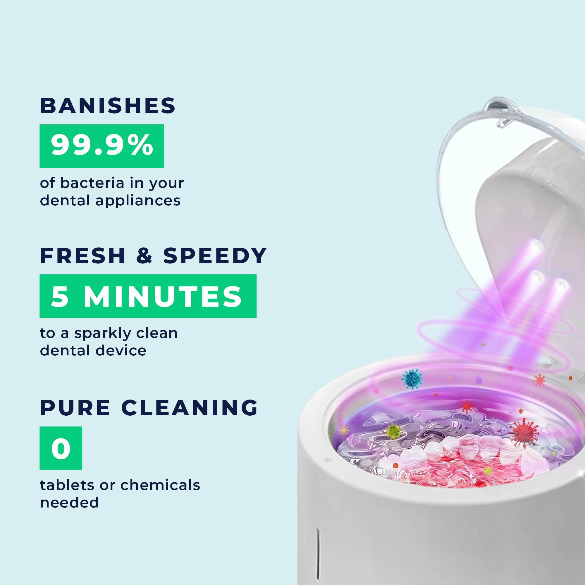 Fresh Knight Ultrasonic Retainer Cleaner – 45kHz Dental Cleaning Pod (200ml) for Dentures, Mouth Guards & Night Guards