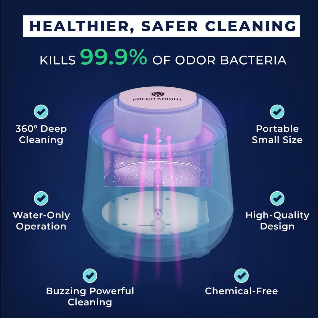 Fresh Knight Ultrasonic Retainer Cleaner – 45kHz Dental Cleaning Pod (200ml) for Dentures, Mouth Guards & Night Guards