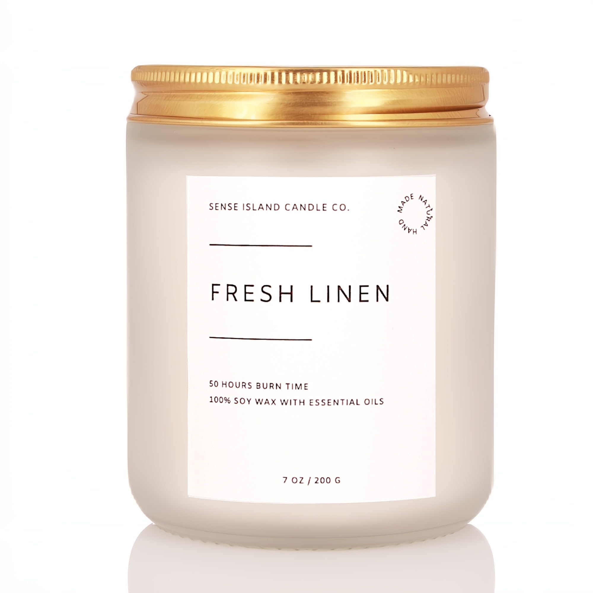 Fresh Linen Scented Soy Candle – 50+ Hr Burn, Natural Wax
