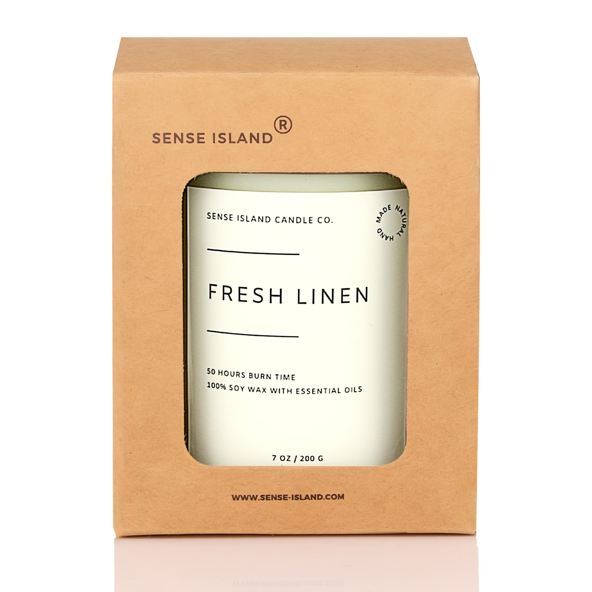 Fresh Linen Scented Soy Candle – 50+ Hr Burn, Natural Wax