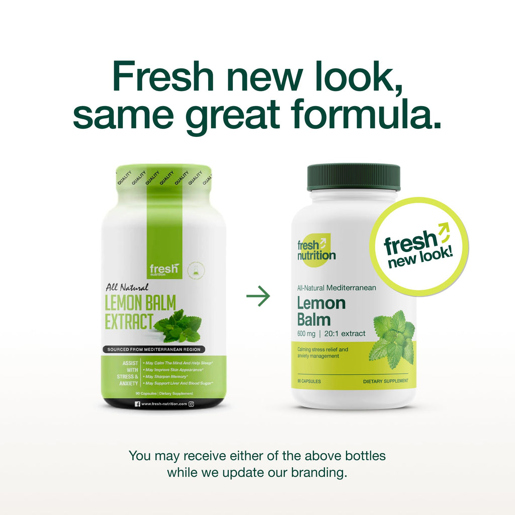 Fresh Nutrition Lemon Balm Extract Capsules Pack of 2 – 600 mg