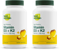 Fresh Nutrition Vegan Vitamin D3 + K2 Capsules – 5000 IU D3 + 100 mcg K2 MK-7 (Pack of 2)