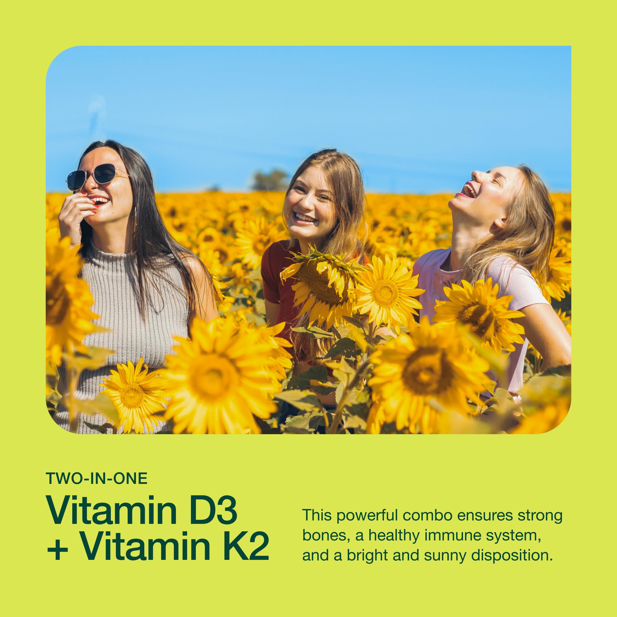 Fresh Nutrition Vegan Vitamin D3 + K2 Capsules – 5000 IU D3 + 100 mcg K2 MK-7 (Pack of 2)