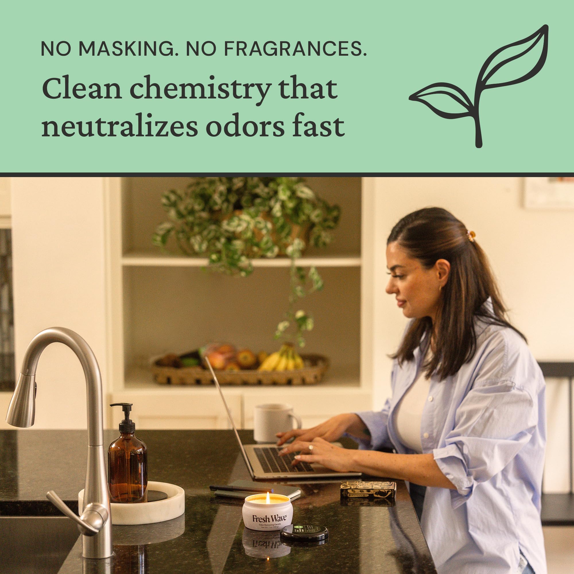 Fresh Wave Odor Eliminating Candle – 7 oz Soy, Safe Plant-Based Odor Relief, 30 HOUR BURN TIME