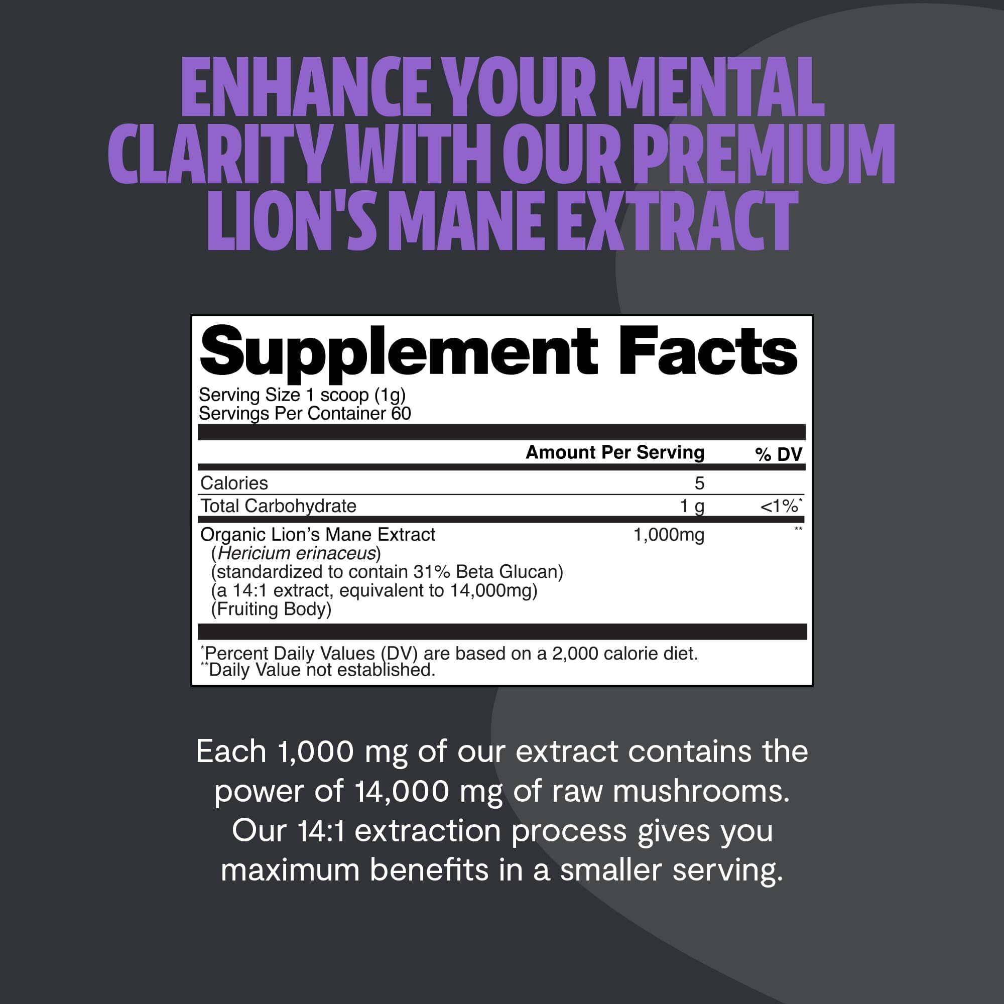 FreshCap Mushrooms Lions Mane Supplement Powder – 14,000mg per Serving, Organic Lions Mane Extract for Focus & Memory (60 Servings)