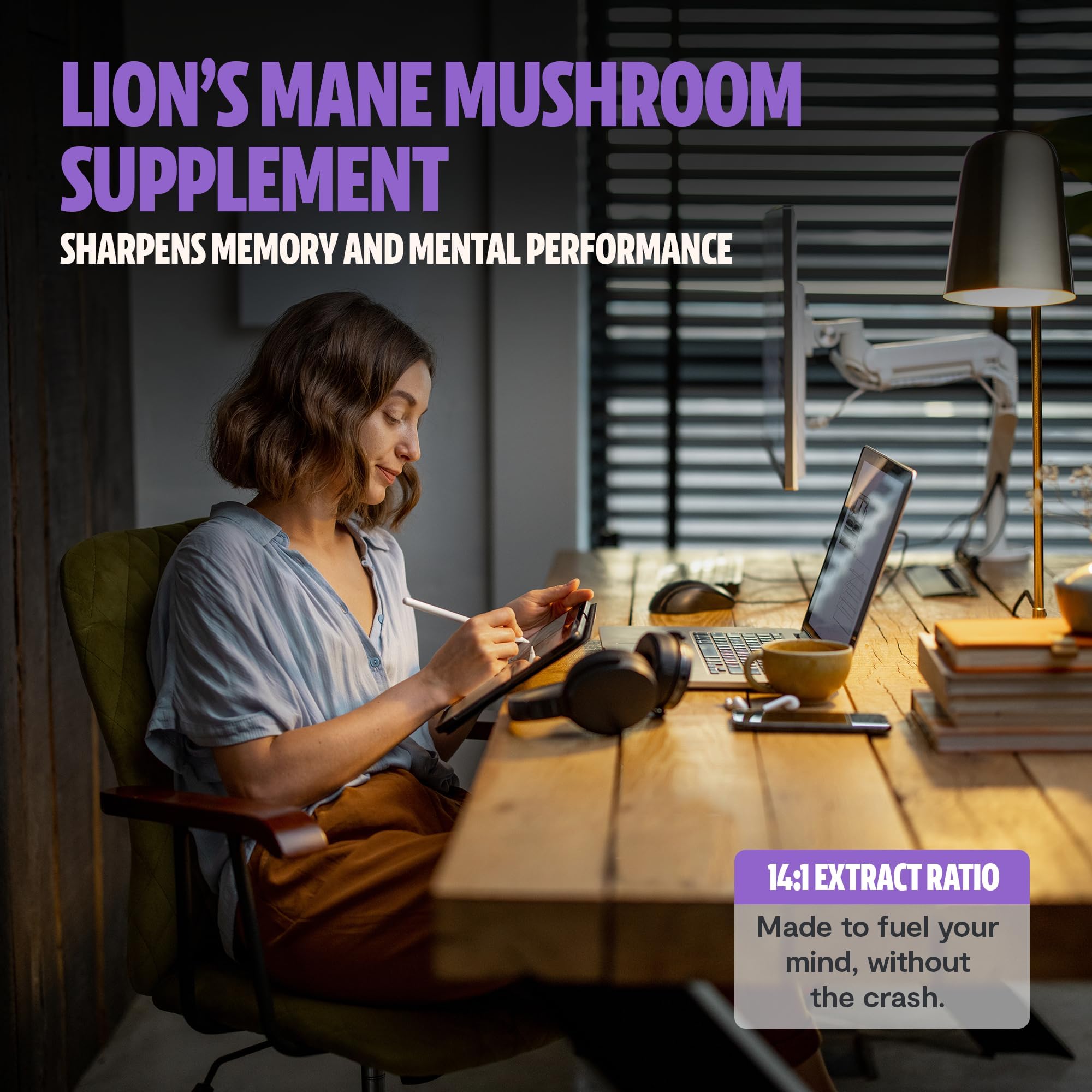 FreshCap Mushrooms Lions Mane Supplement Powder – 14,000mg per Serving, Organic Lions Mane Extract for Focus & Memory (60 Servings)