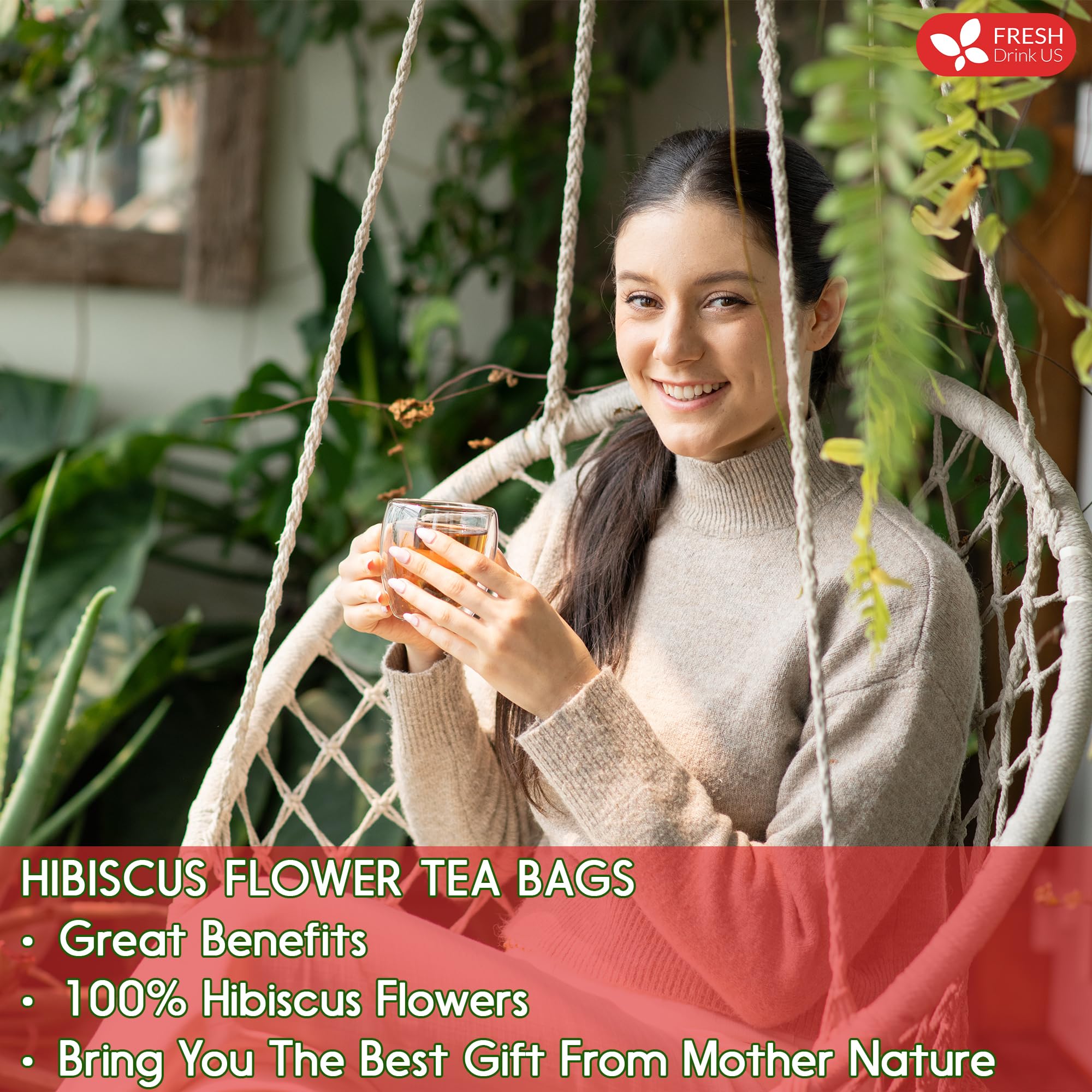 FRESHDRINKUS Premium 30 Hibiscus Flower Tea Bags – 100% Natural & Pure