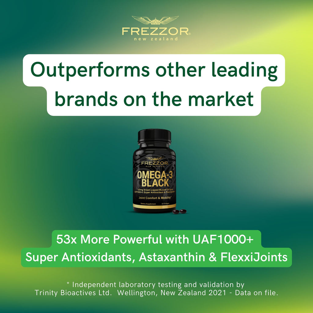 FREZZOR Omega 3 Black – Joint Comfort, NZ Green-Lipped Mussel Oil, 60 Softgels