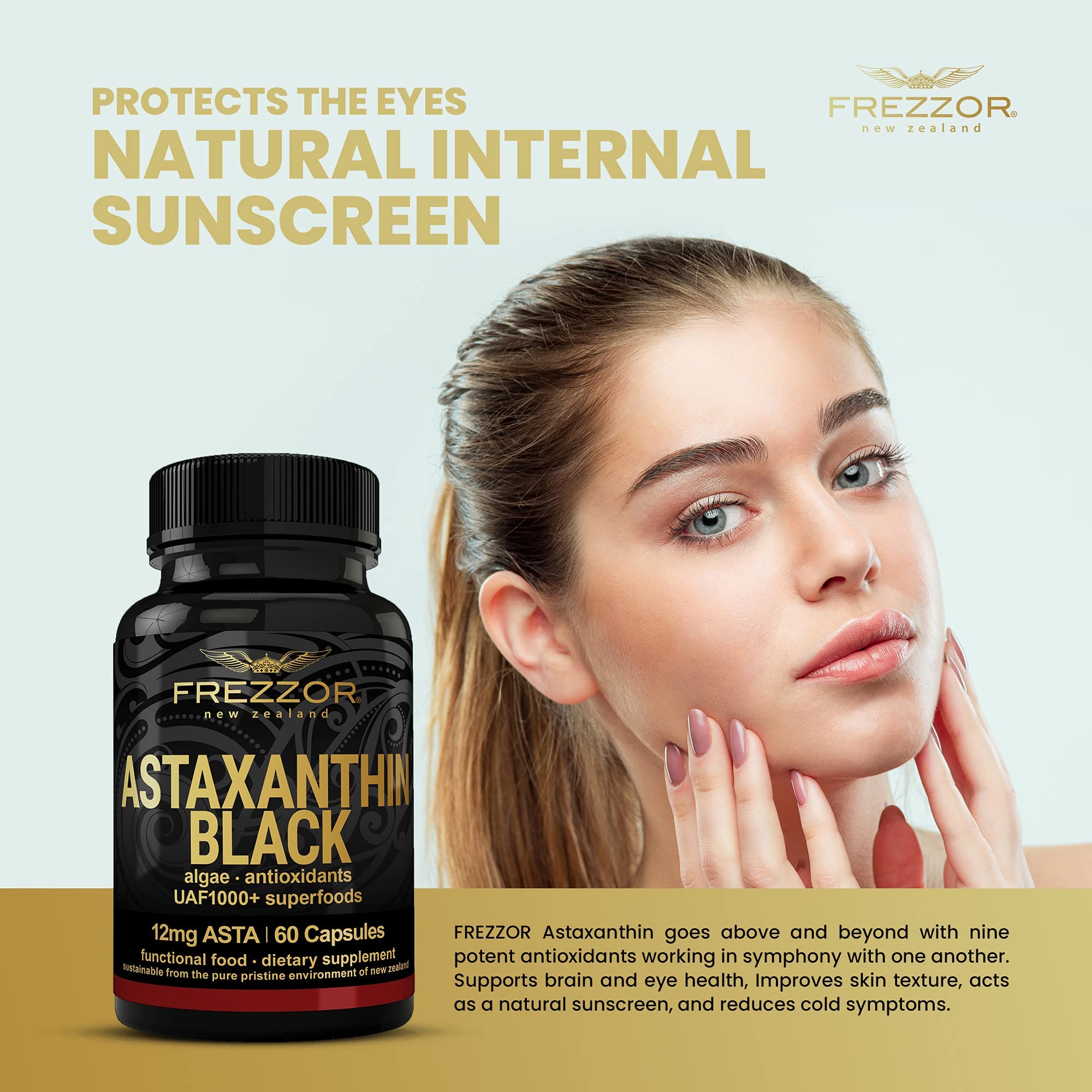 FREZZOR Astaxanthin Black 12mg – Anti-Aging Antioxidant (60 Softgels)