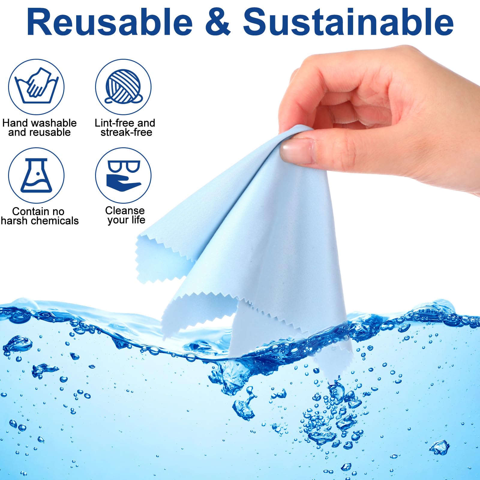 Frienda 50 Pcs Microfiber Cleaning Cloths for Glasses – 7x6 Inch Lens & Screen Cleaning (Blue)