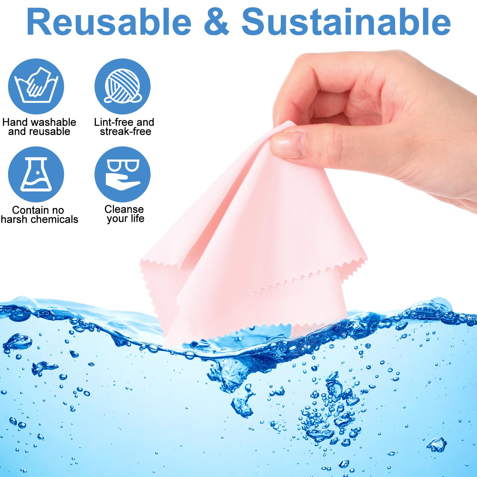 Frienda 50 Pcs Microfiber Cleaning Cloths for Glasses – 7x6 in Lens & Screen Cleaning (Light Color) Bulk Pack