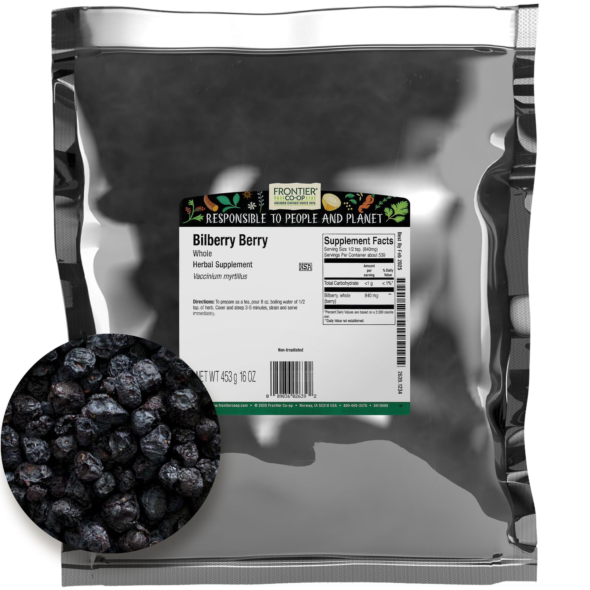 Frontier Co-op Bilberry Whole Berry – 16 oz Bulk