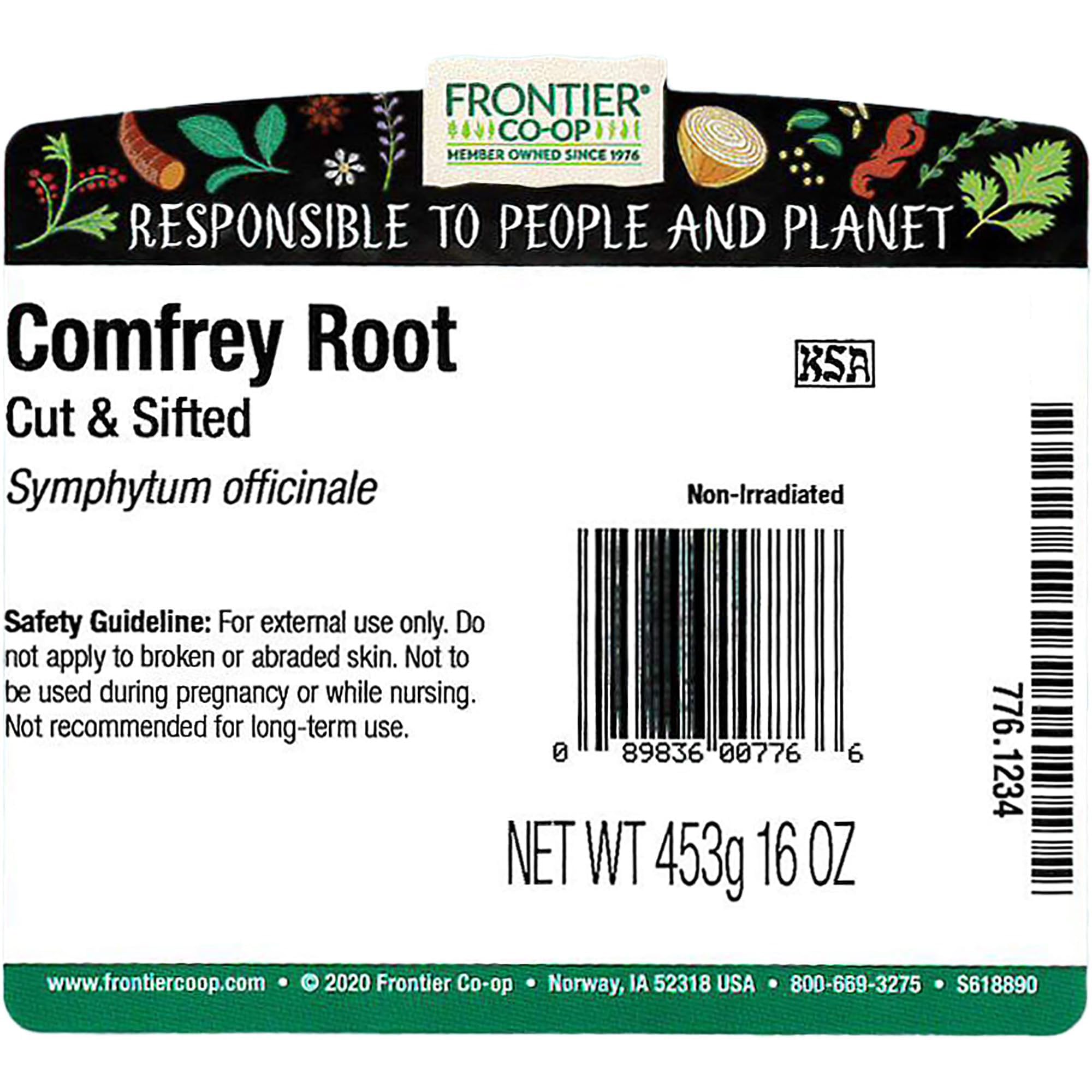 Frontier Co-op Dried Comfrey Root, 1lb – Kosher, Pure & Natural for Lotions, Creams & Hair Rinses