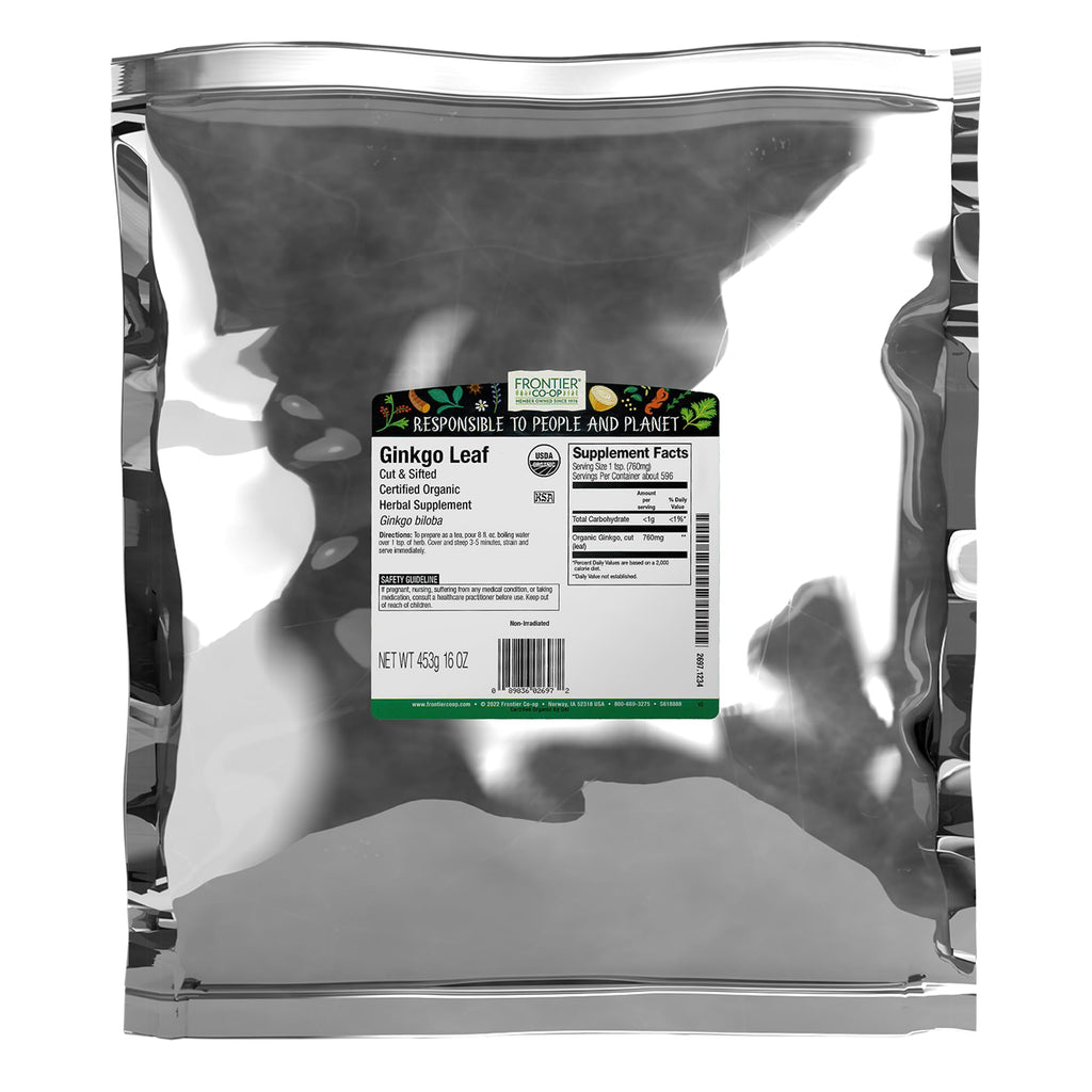 Frontier Co-op Organic Ginkgo Leaf 1lb Bulk, Cut & Sifted - Kosher