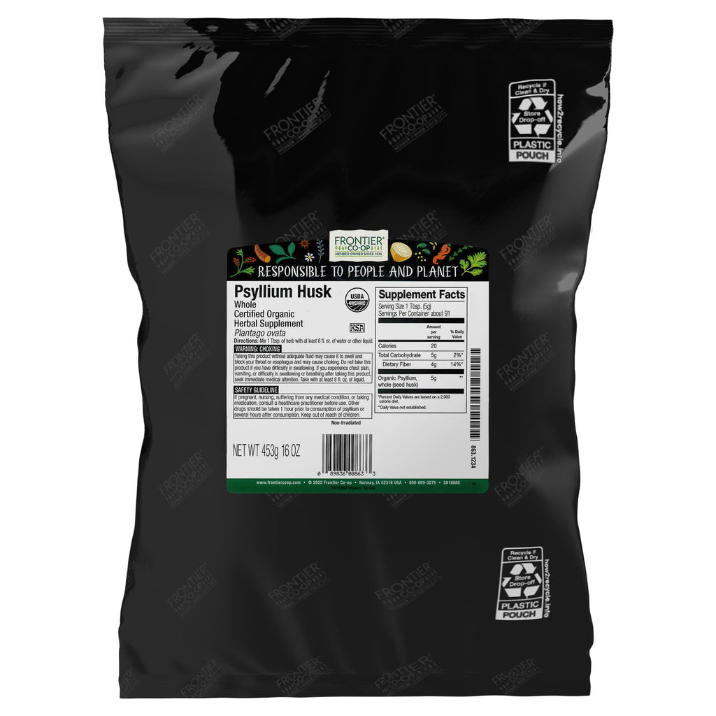 Frontier Co-op Organic Psyllium Husk 1lb – Whole Husk, Organic & Kosher