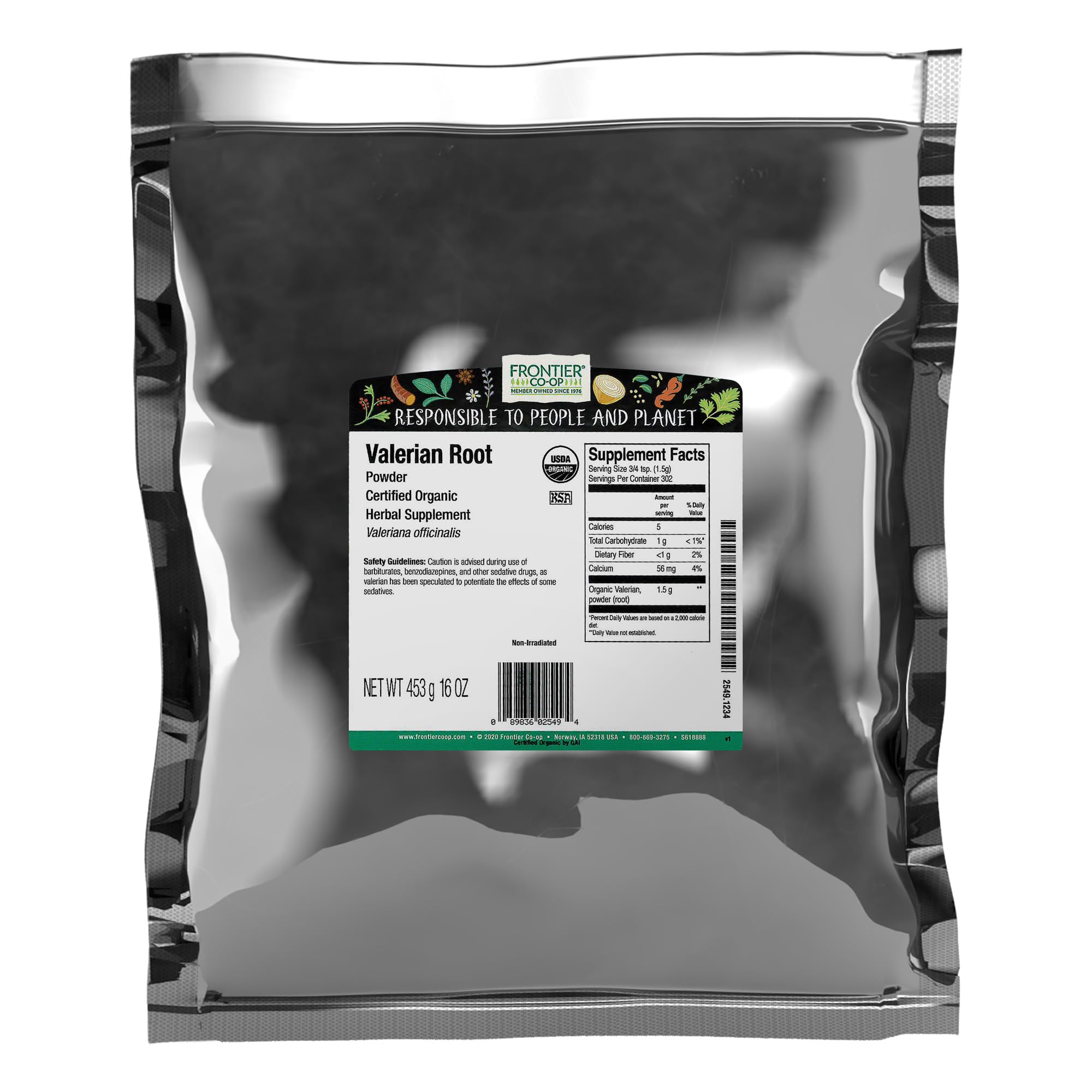 Frontier Co-op Organic Valerian Root Powder | 1lb Bulk Bag | Kosher