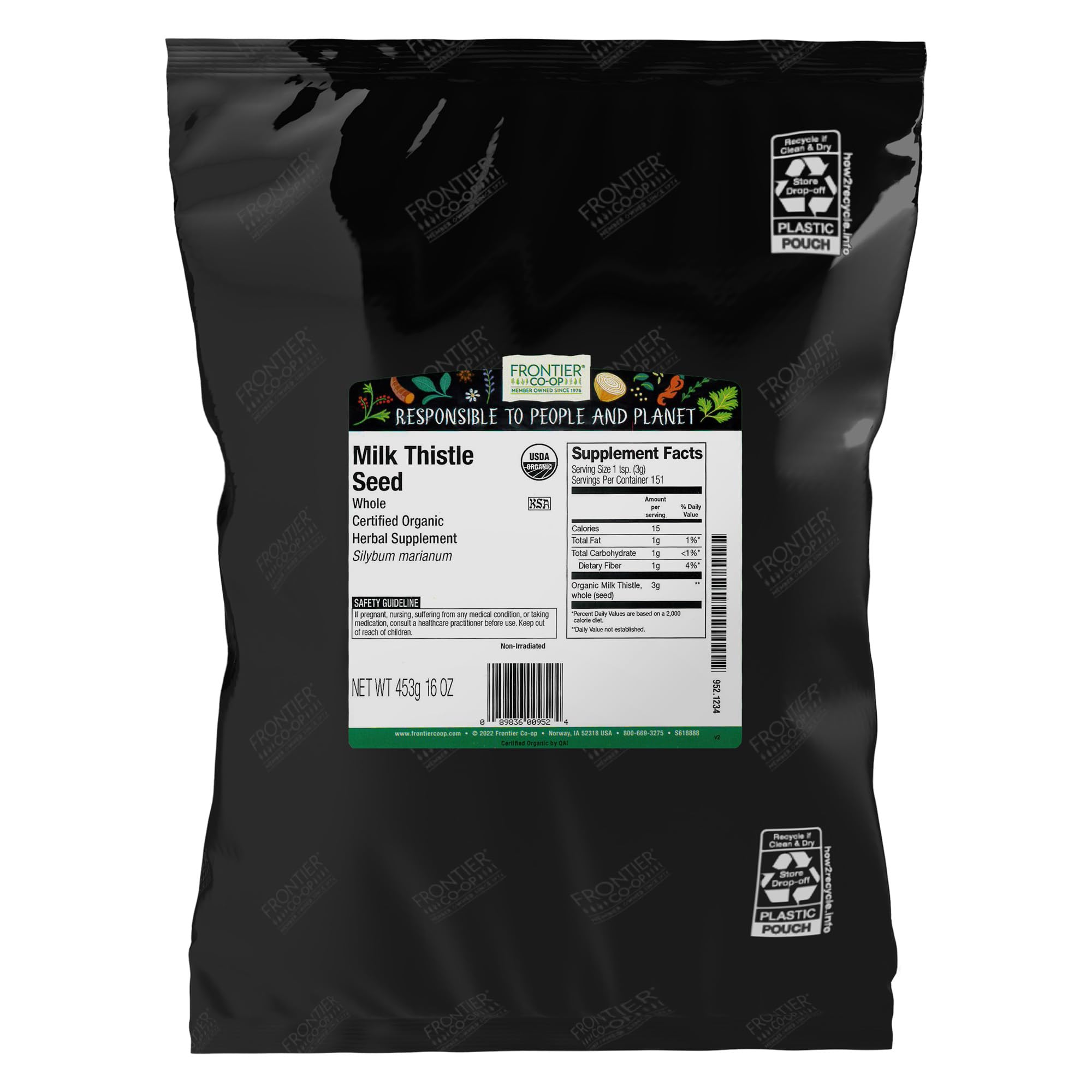 Frontier Co-op Organic Whole Milk Thistle Seed 1lb