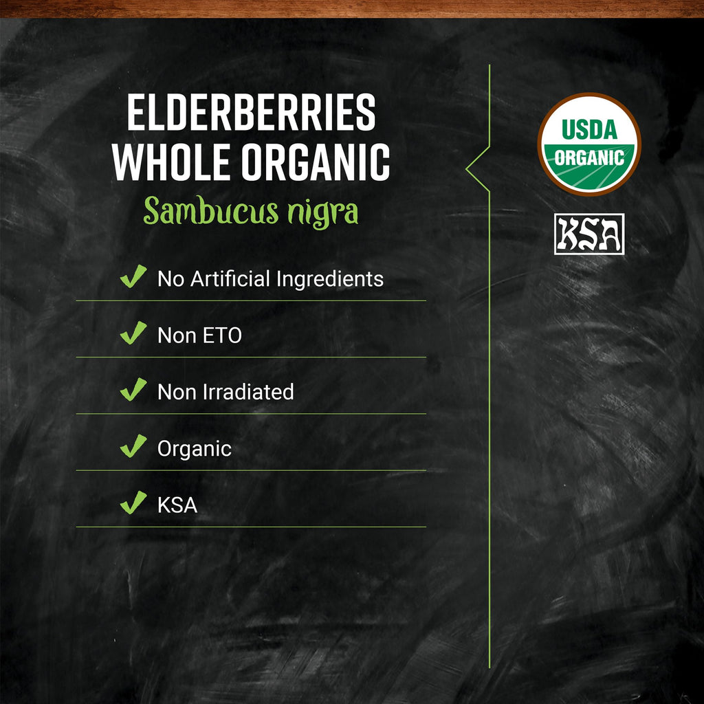 Frontier Co-op Organic Dried Elderberries 1lb Bulk – Kosher & Non-GMO