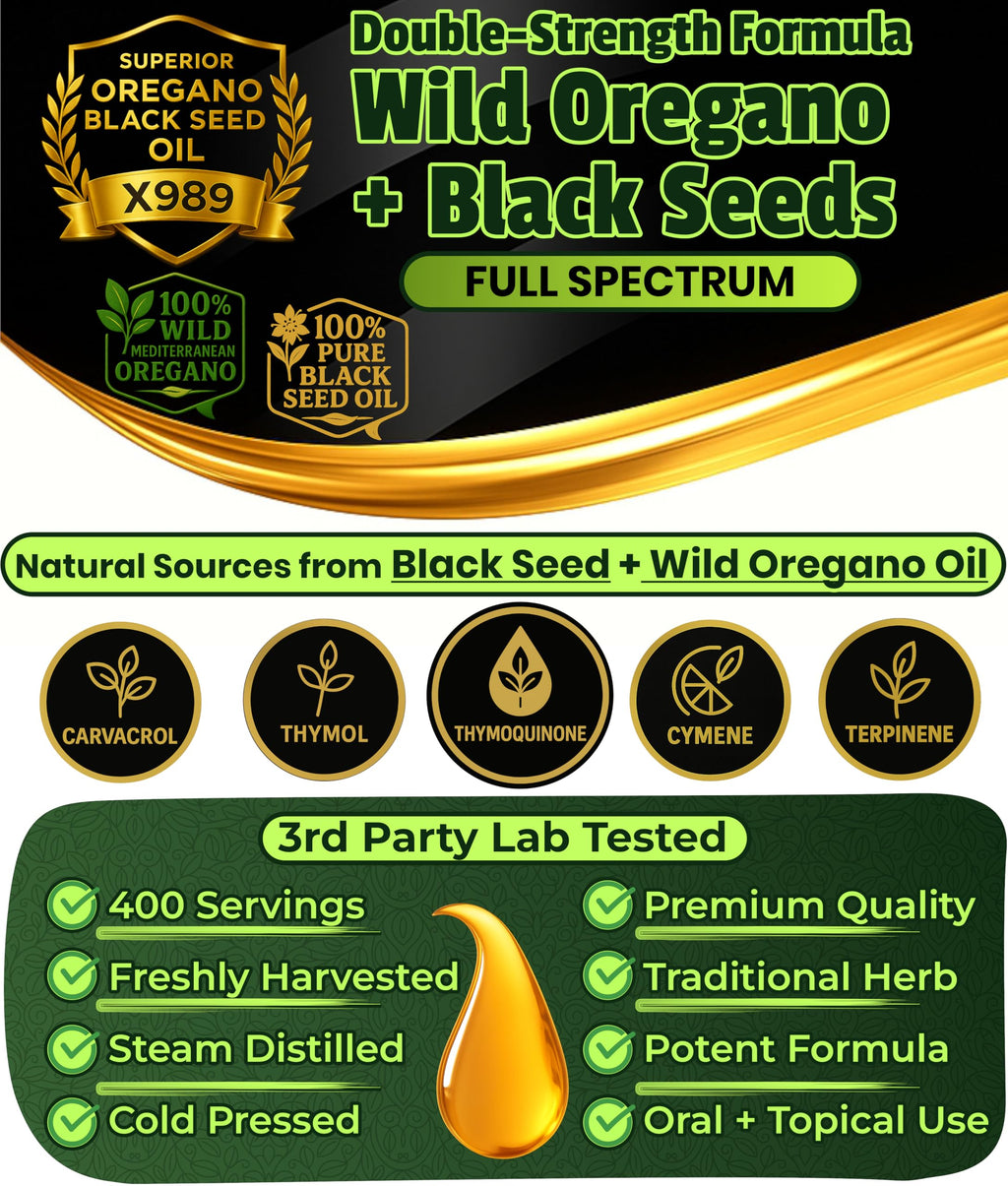 SUPERIOR FULVIC HUMIC X935 – Oil of Oregano with Black Seed Oil Drops, 400 Servings, 2-in-1 Organic Liquid