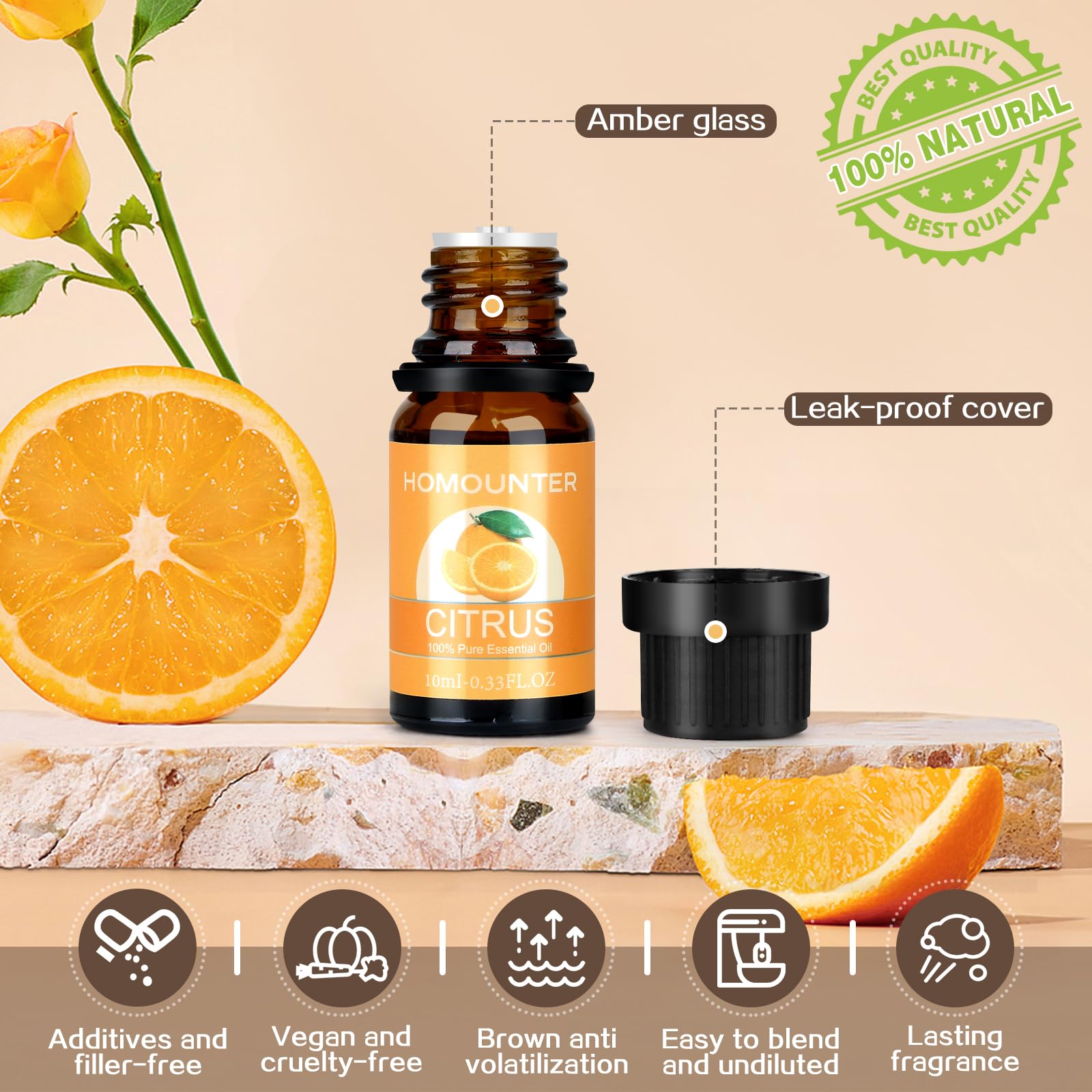 Fruit Essential Oil for Diffusers Natural Fruity Fragrance Oil for Candle & Soap Making - 8 Pack 10ML