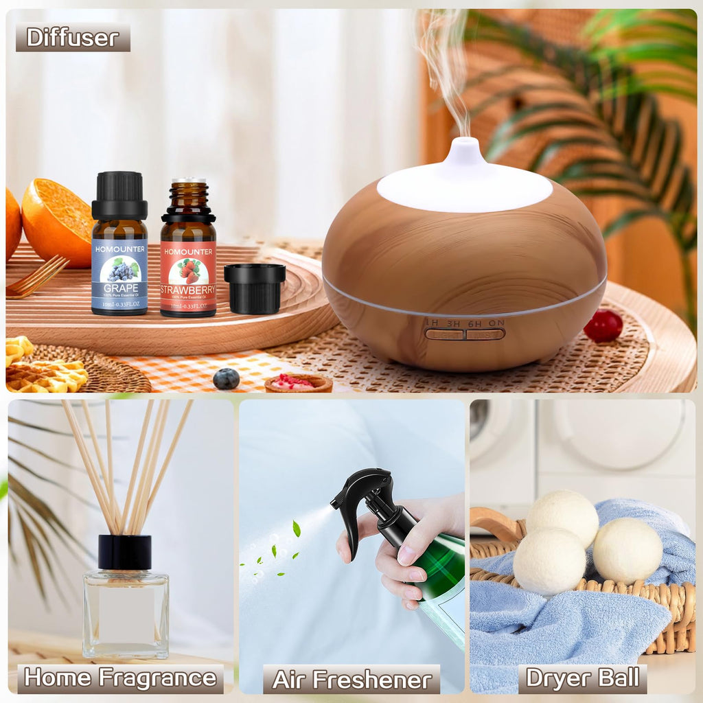 Fruit Essential Oil for Diffusers Natural Fruity Fragrance Oil for Candle & Soap Making - 8 Pack 10ML