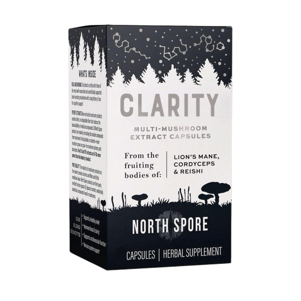 North Spore Clarity Mushroom Extract Capsules | Lion's Mane, Reishi & Cordyceps – 120ct