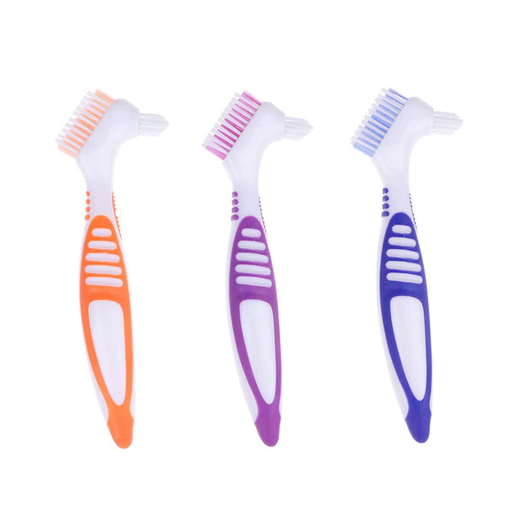 FRUTA 3 Pcs Denture Cleaning Brushes – Double-Sided, Multi-Layer Bristles (3 Colors)