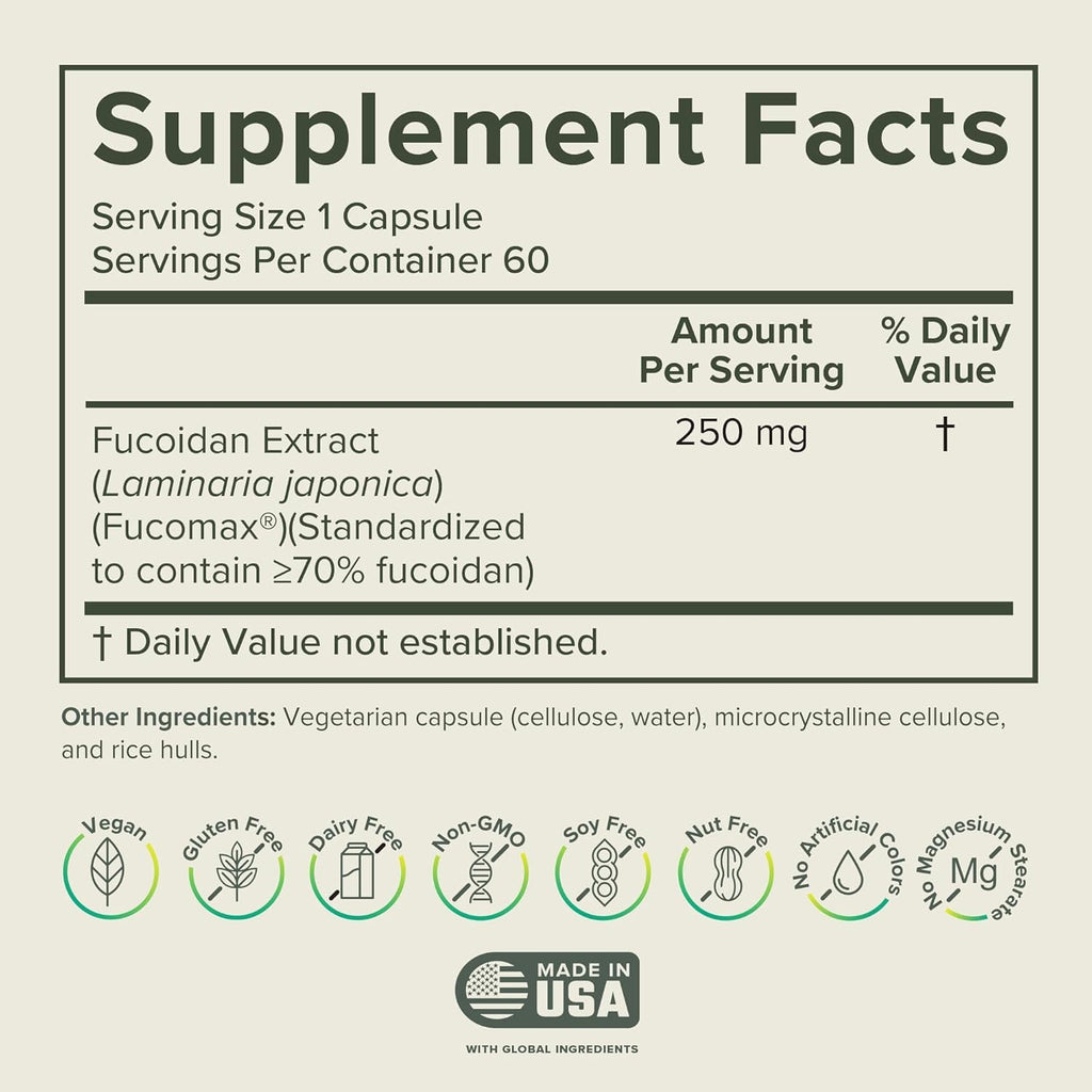 Prominent Nutrition Fucoidan Gut Health & Immune Support Supplement – 250mg, 60 Count – Premium Brown Seaweed Extract – 2 Pack