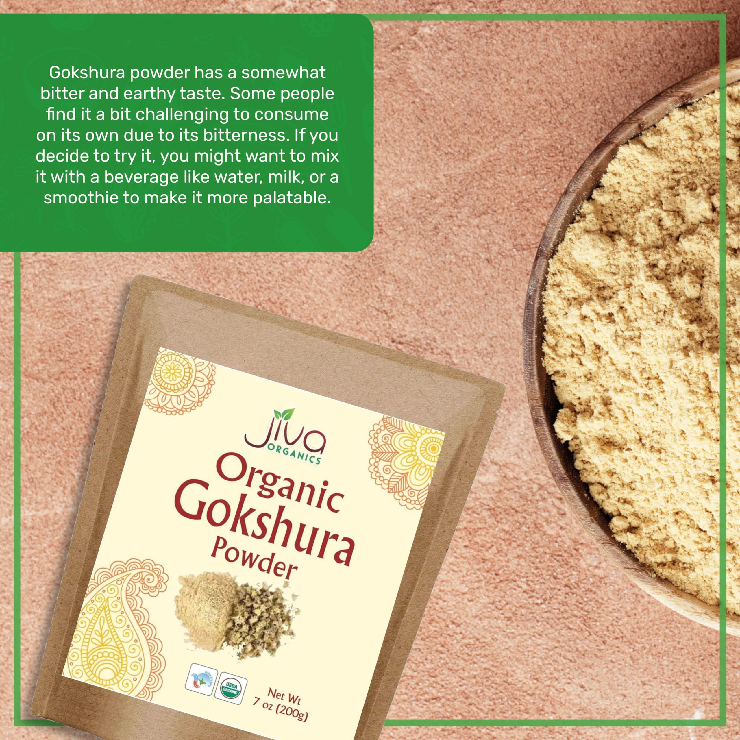 Jiva Organics Gokshura Powder 7oz - Non-GMO, Pure Full Spectrum Tribulus, Indian Origin