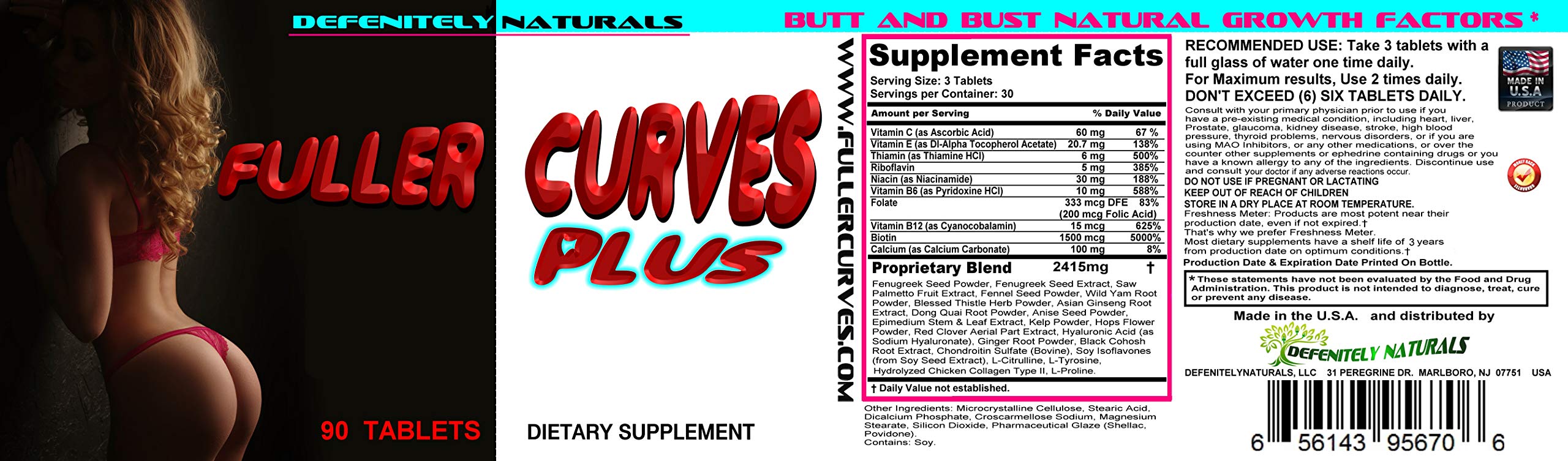 Fuller Curves Plus – Natural Butt and Bust Enlargement Pills (90 Tablets)