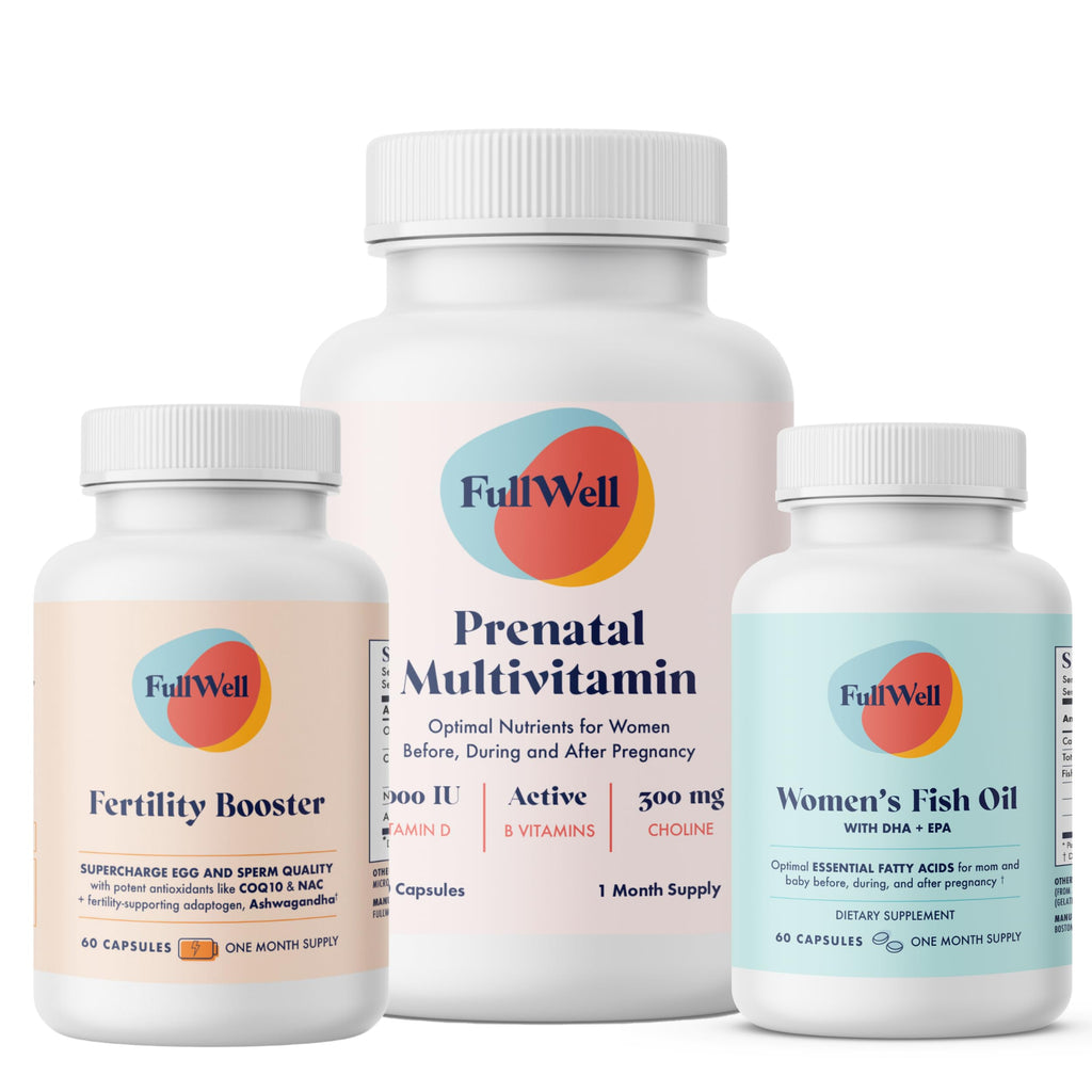 FullWell Fertility Trio – Prenatal Vitamin + DHA & Fertility Booster | 26+ Nutrients, Non-GMO, 3rd-Party Tested, 30 Servings