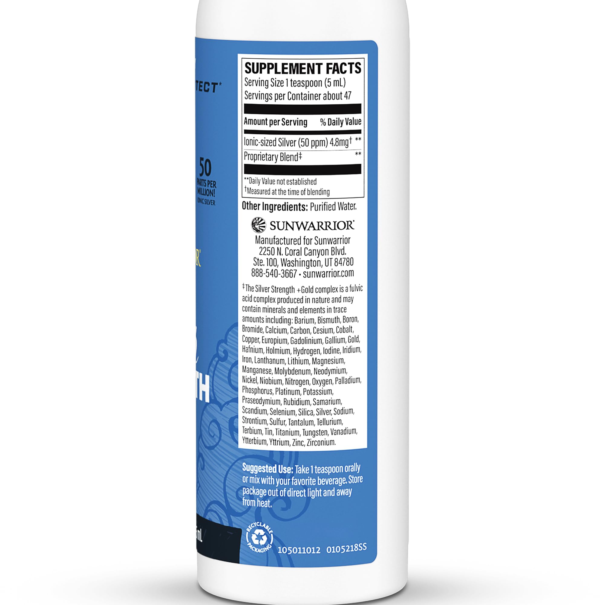 Fulvic Acid Complex All Natural Supports Skin Health | 8 oz Silver Strength by Sunwarrior
